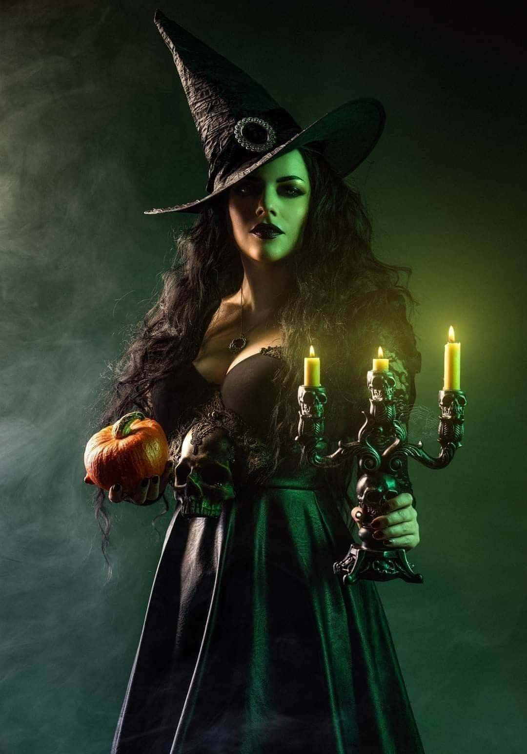 Mystical Witch Costume in Full Glory Wallpaper