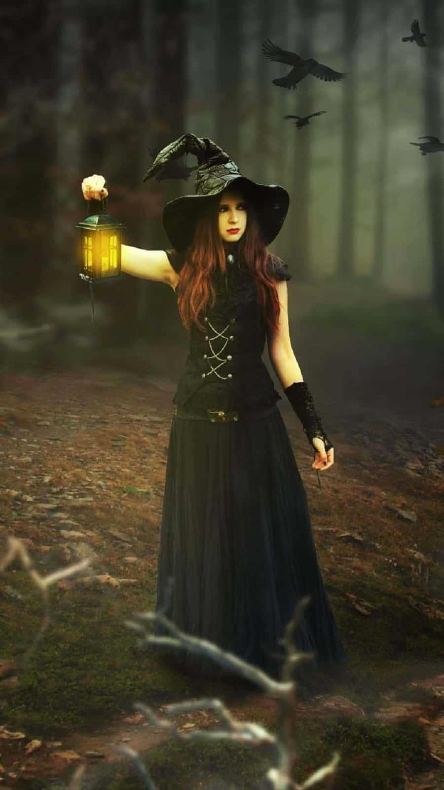Enchanting Witch Costume in Full Display Wallpaper