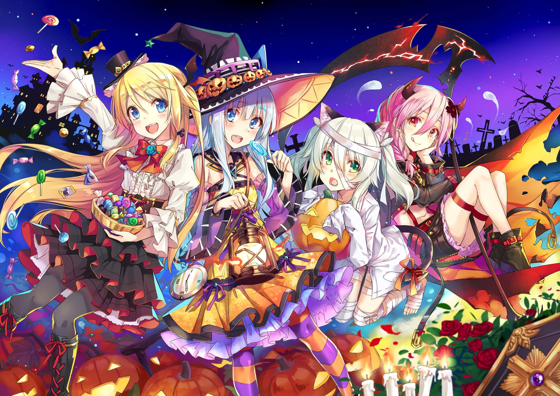 A collection of Witch Hats on display Wallpaper