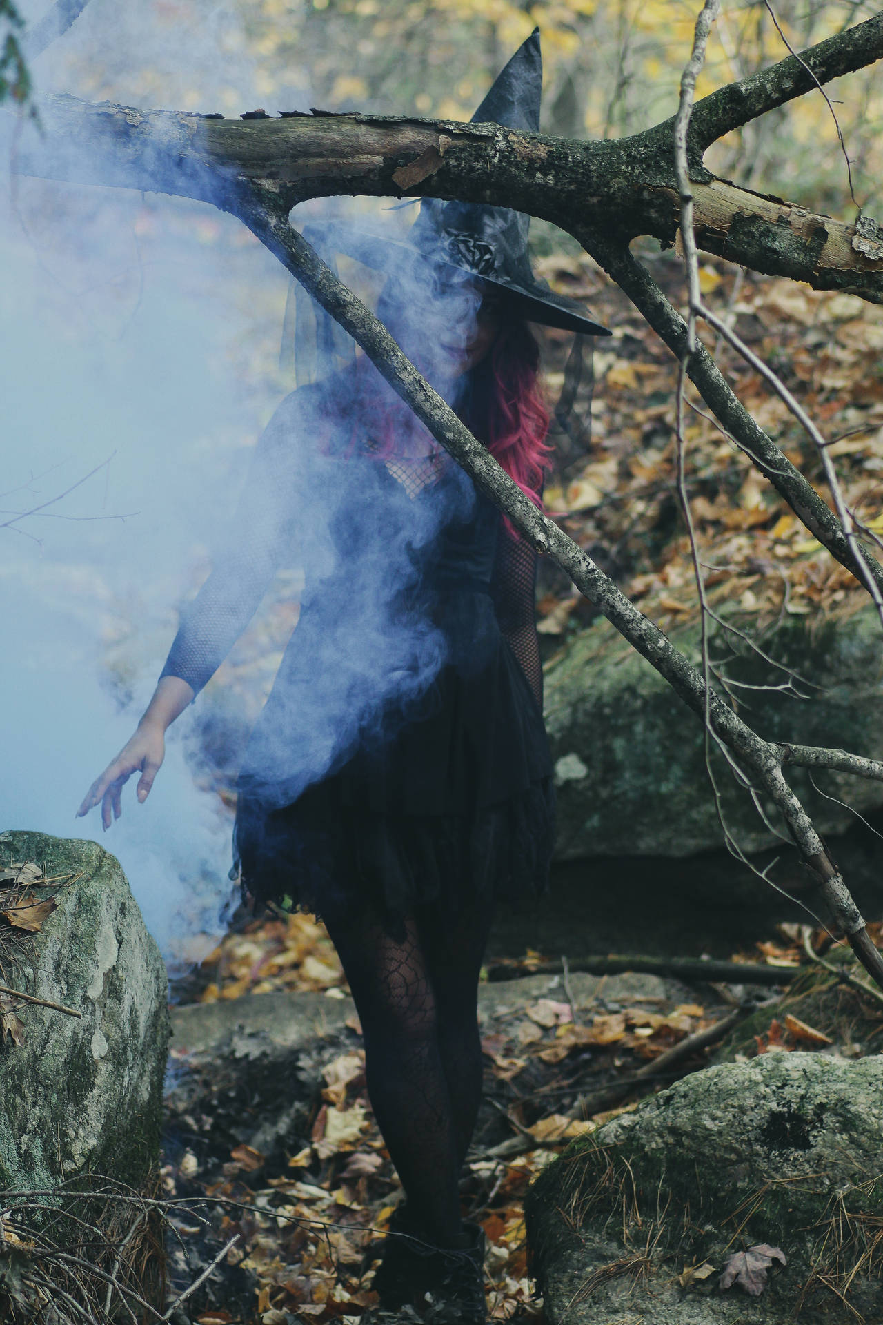 Witch In Forest With Smoke