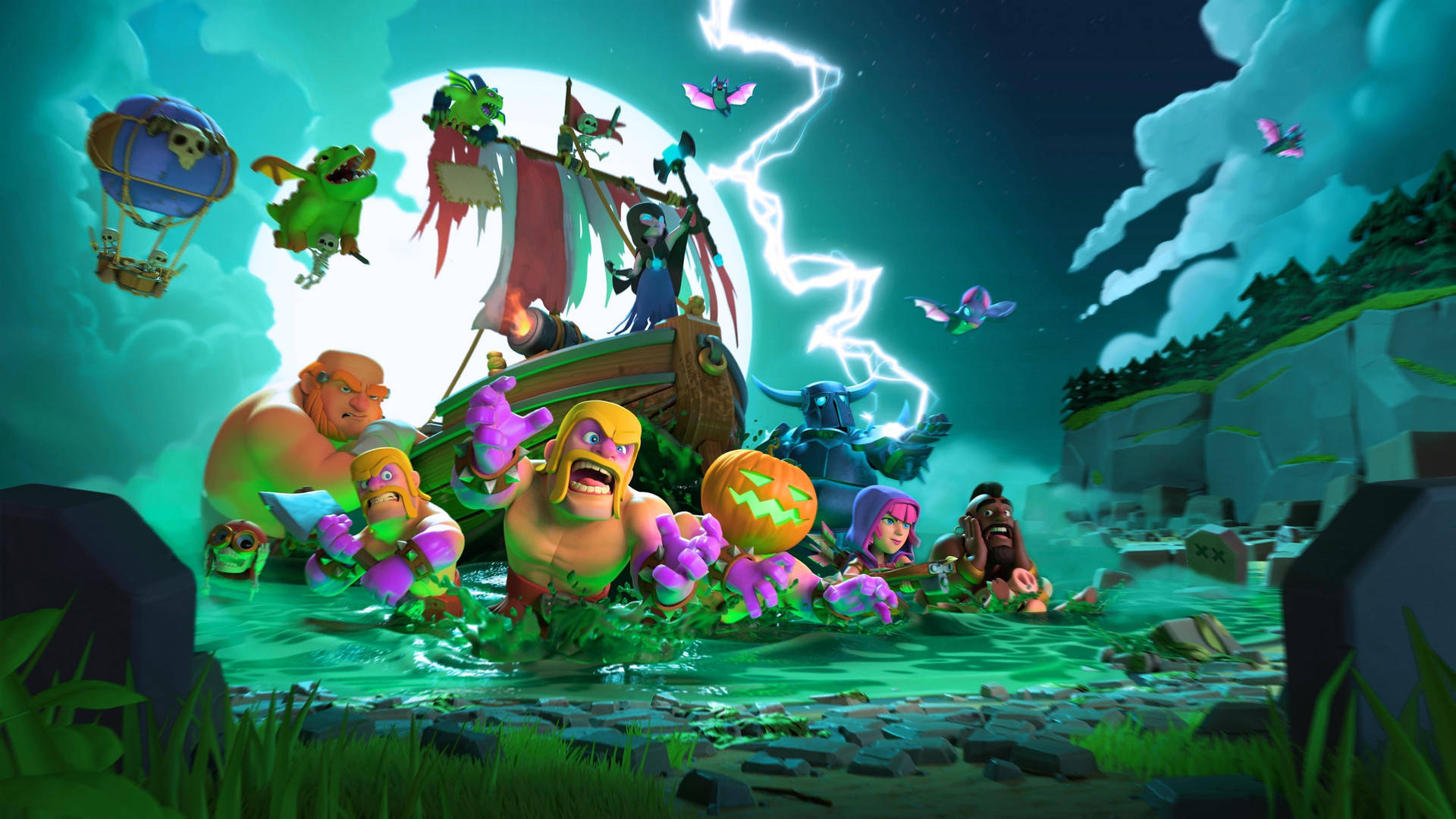 Witch On A Boat Clash Of Clans Background