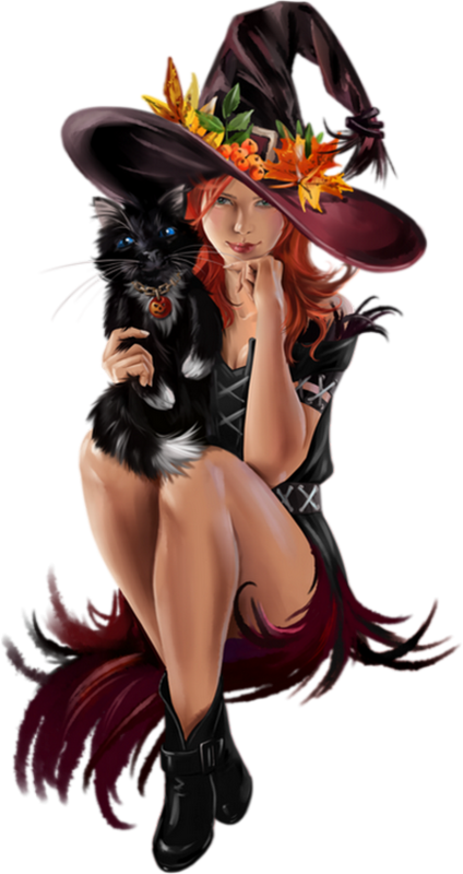 Witch_with_ Black_ Cat PNG