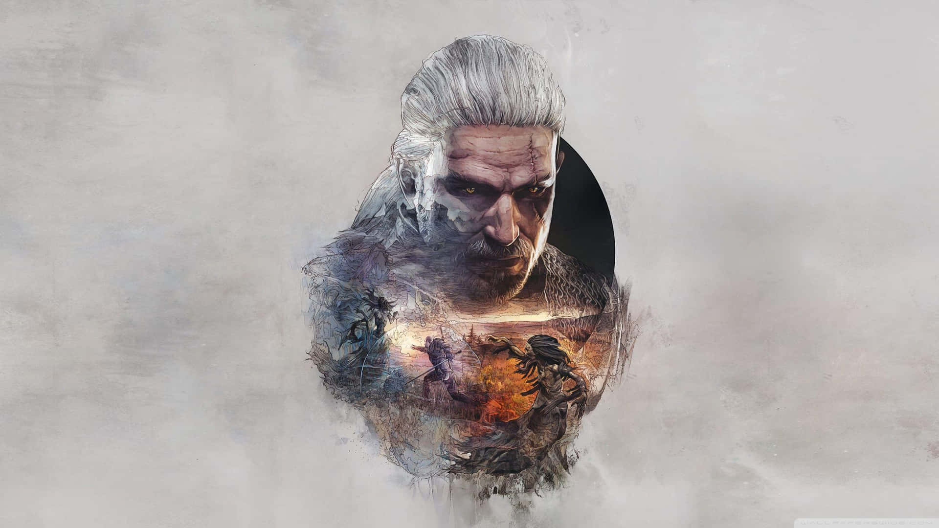 Geralt of Rivia, the White Wolf, in a Dramatic Witcher Landscape
