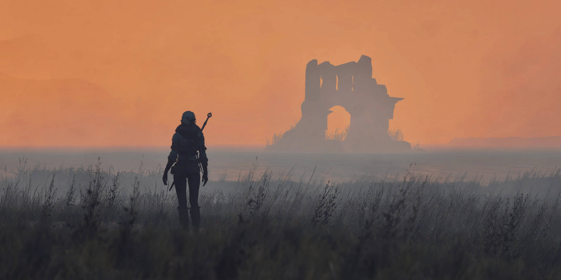Witcher3 Ciri Explorando Ruinas En 4k. Fondo de pantalla