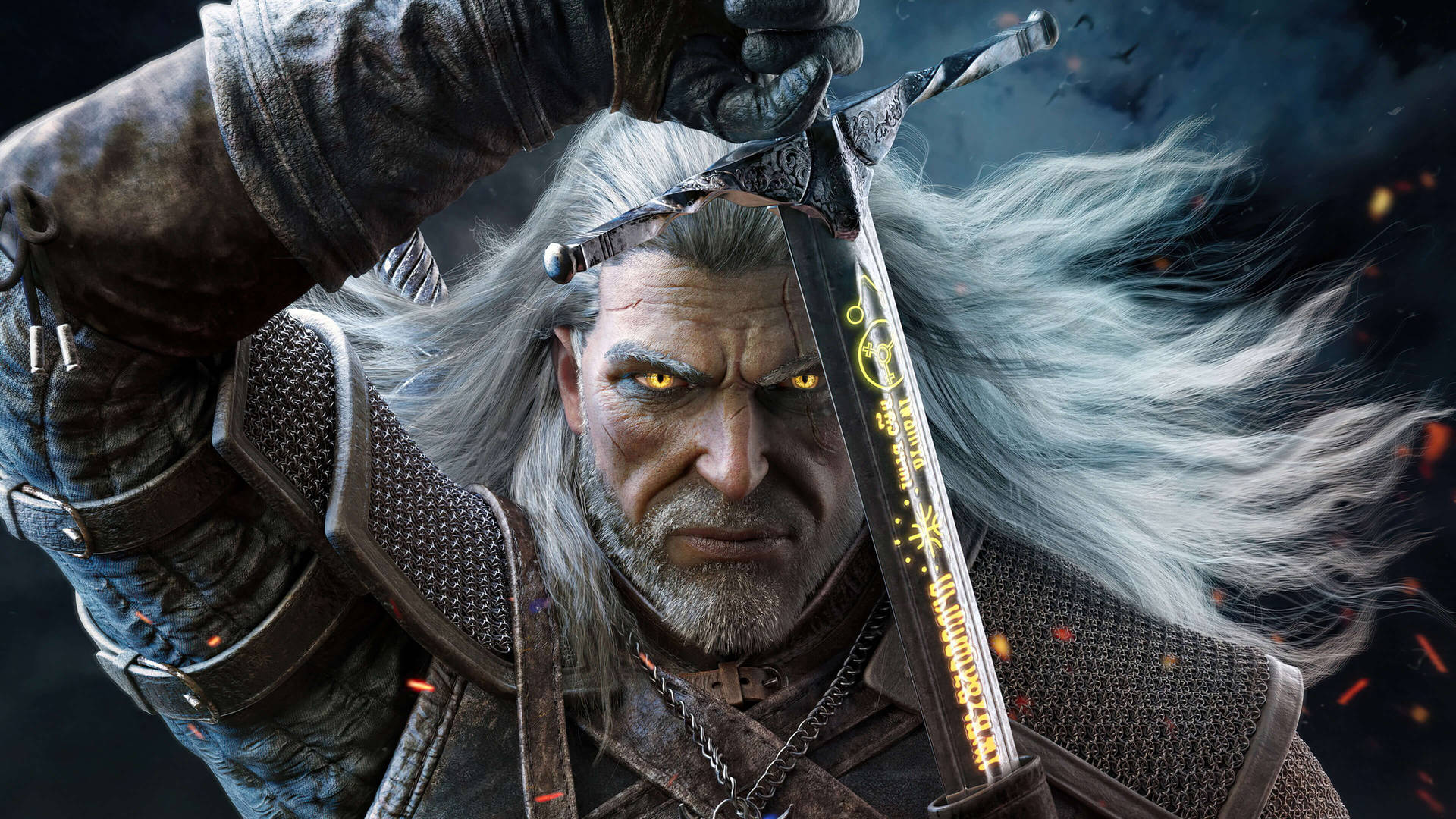 Witcher 3 4k Geralt And Sword Wallpaper