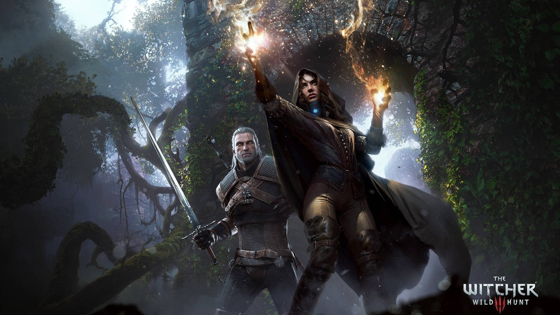 Witcher 3 4K Geralt Og Yennefer Wallpaper Wallpaper