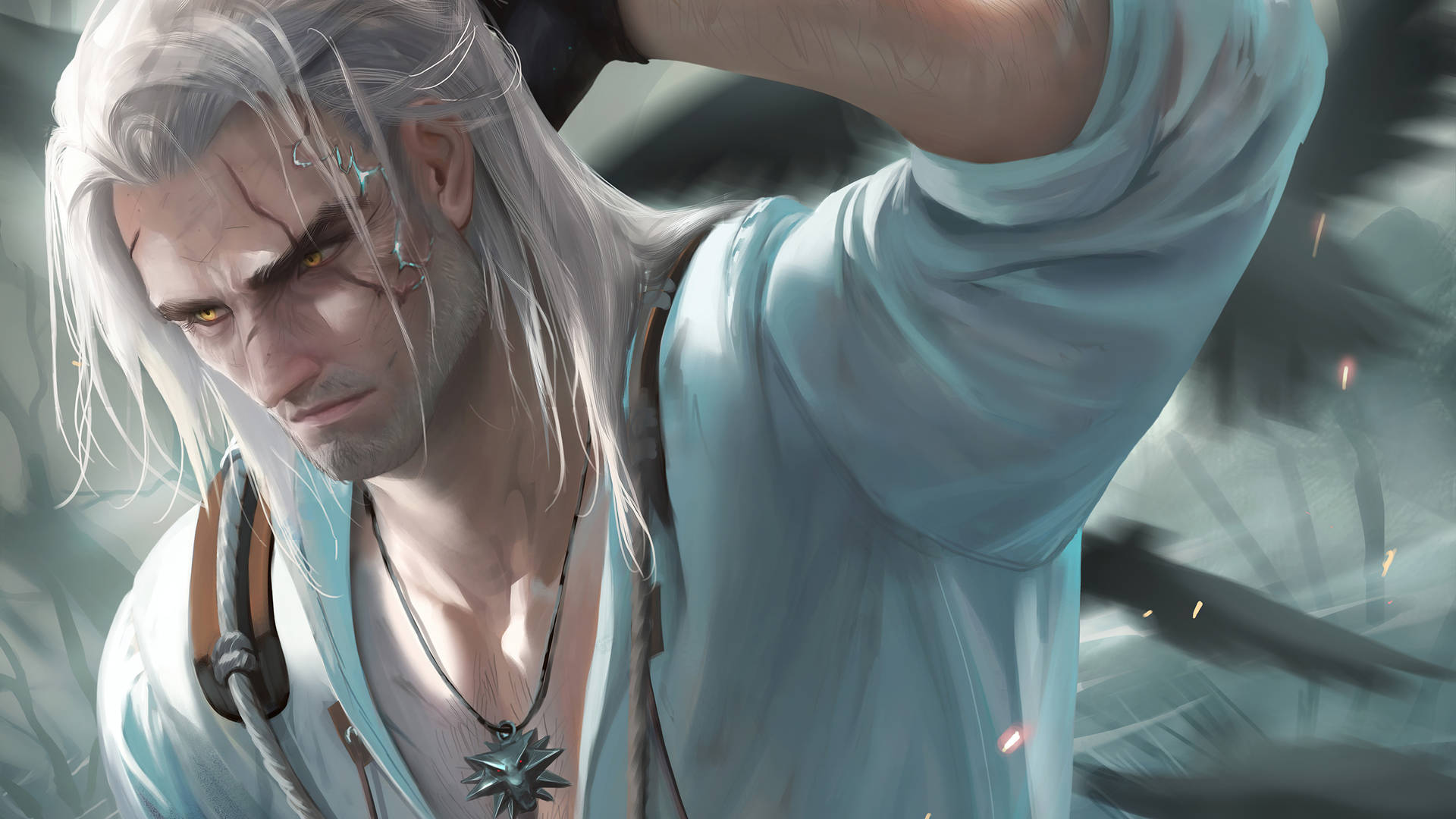 Artede Geralt Del Juego Witcher 3 En Calidad 4k Fondo de pantalla