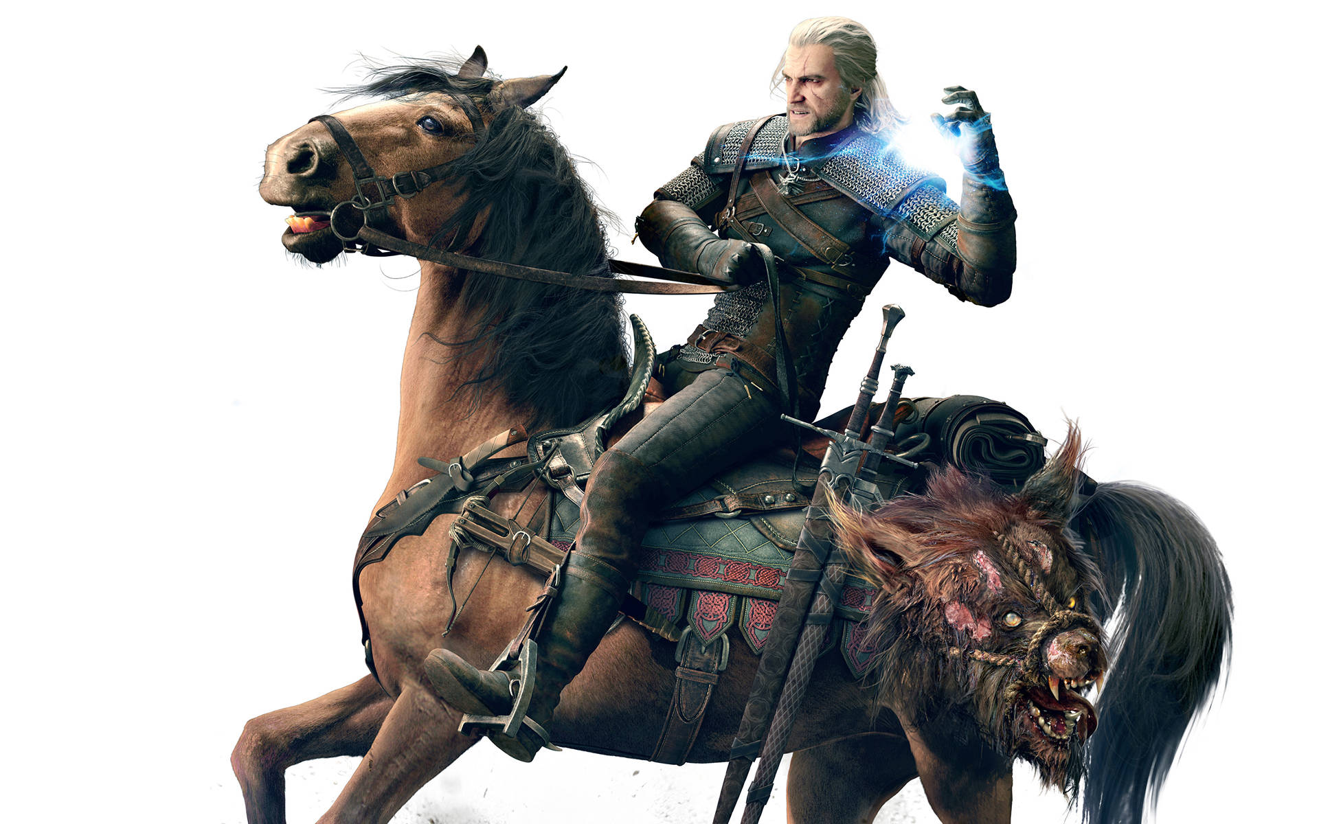 Witcher 3 4K Geralt i heste ridning Tapet Wallpaper
