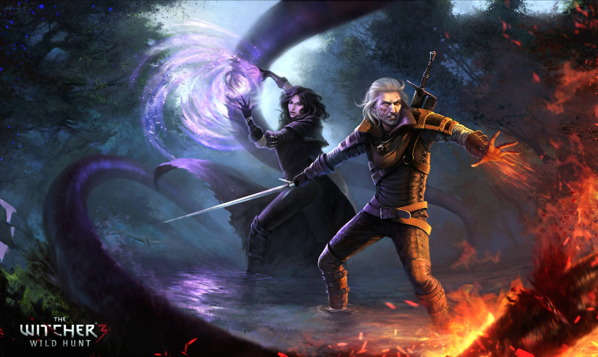 Witcher3 4k Wallpaper Mit Yennefer Und Geralt Wallpaper