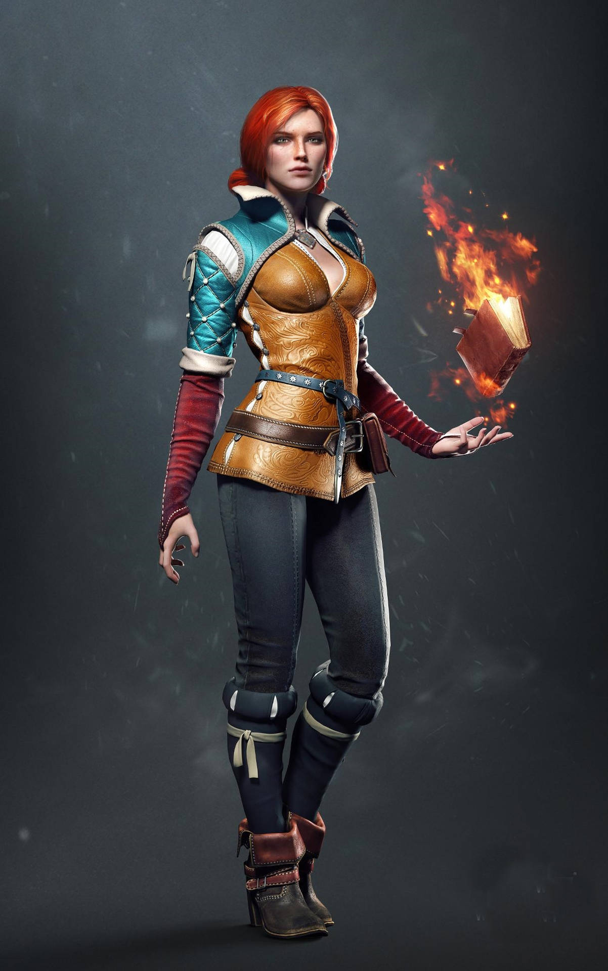 Witcher3 Android Triss Mit Feuer Wallpaper