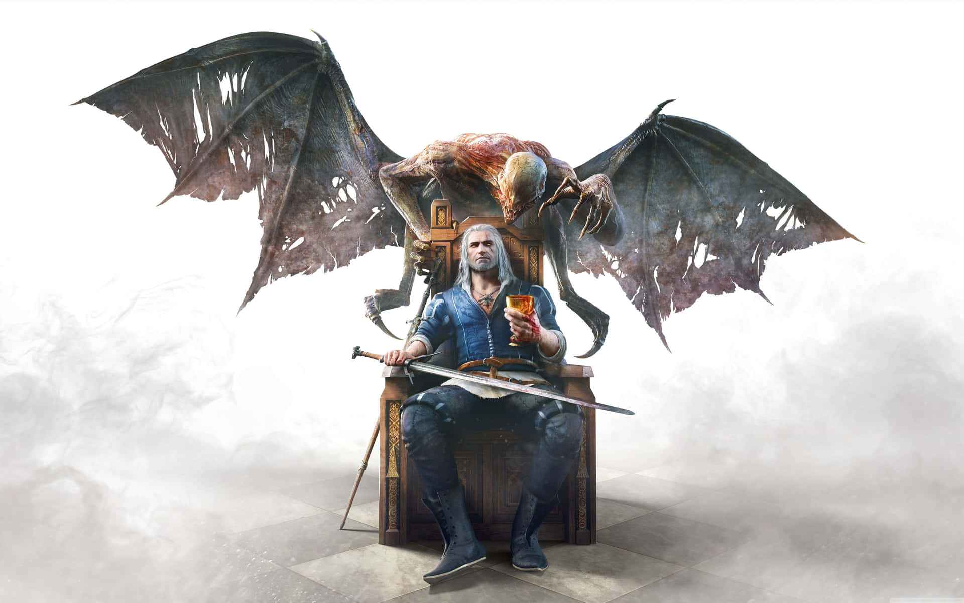 Witcher3 Desktop Geralt Fledermaus Kunst Wallpaper