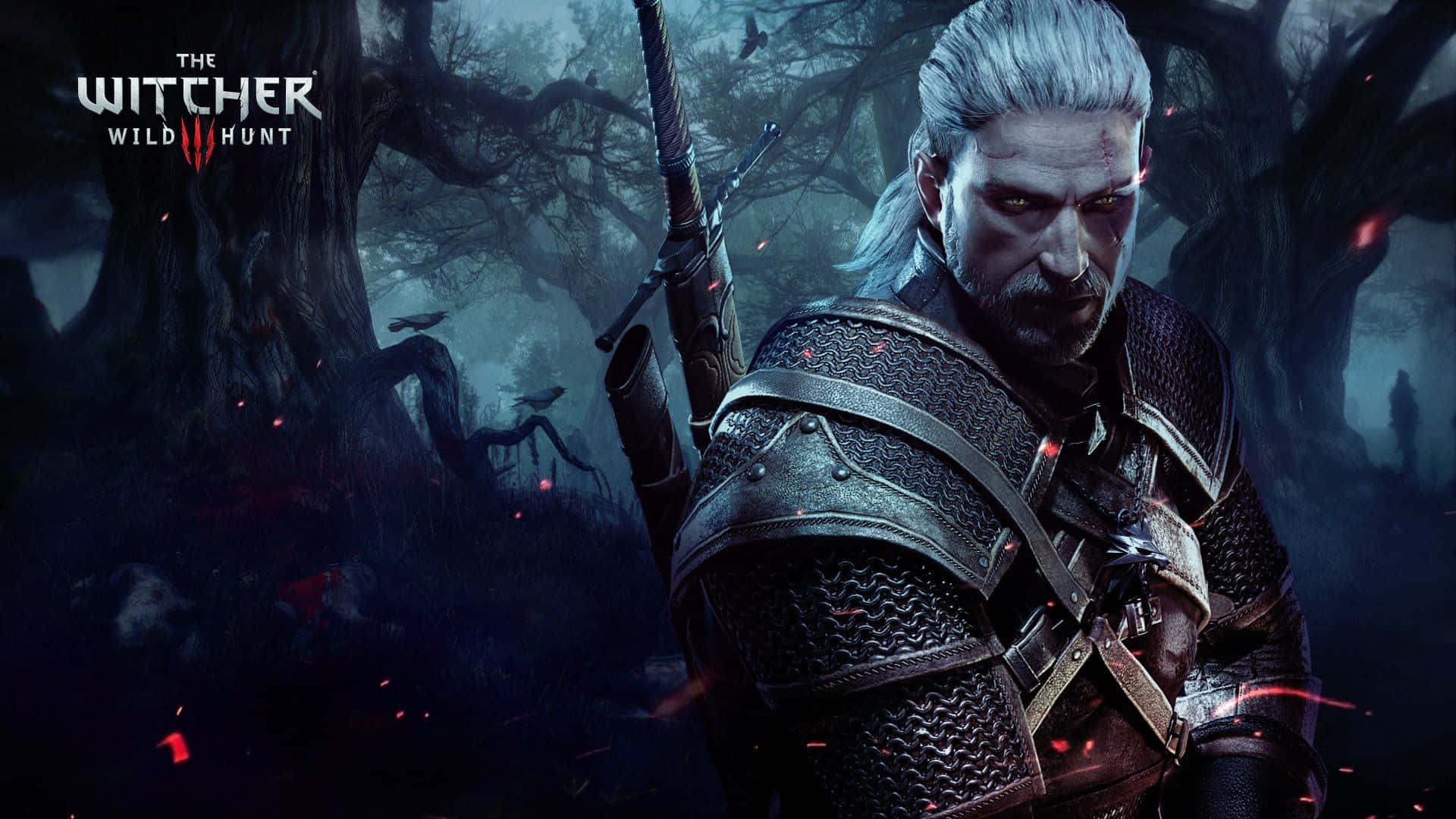 Witcher3 Skrivbordsbakgrund Geralt I Skogen. Wallpaper