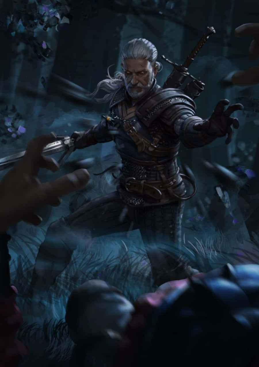 Geralten El Bosque Oscuro Witcher 3 En El Teléfono. Fondo de pantalla