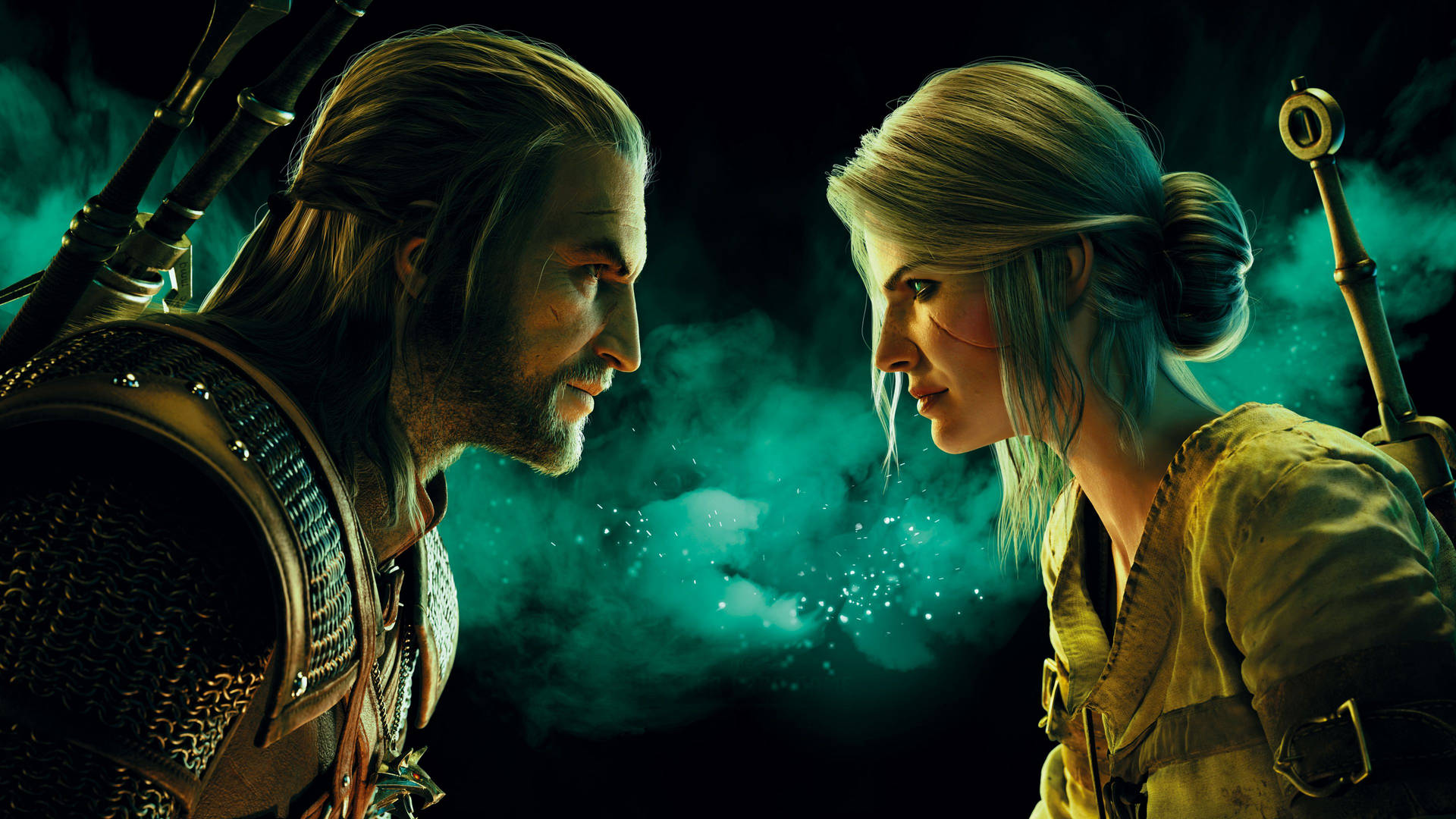 Witcher 4K Geralt og Ciri Live baggrundsbilleder Wallpaper
