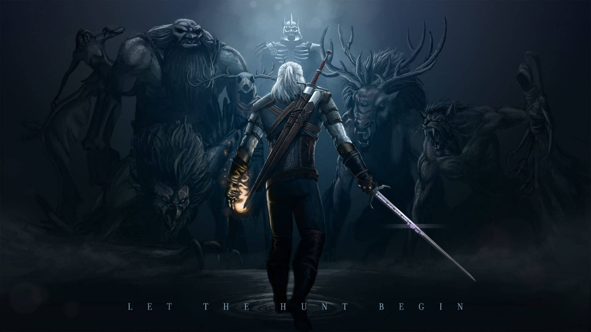 Witcher 4K Geralt Og Monster Wallpaper: Wallpaper