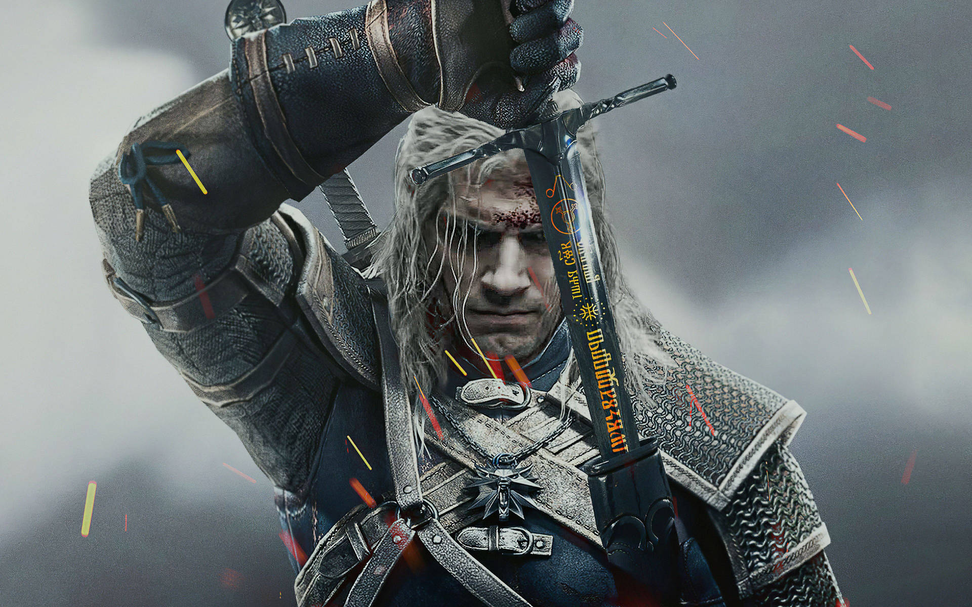 Witcher 4K Geralt Bærer Fuld Rustning Tapet Wallpaper