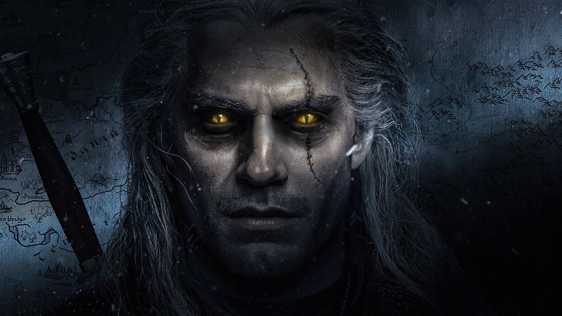 Witcher 4K Geralt Med Dragon Øjne Tapet Wallpaper