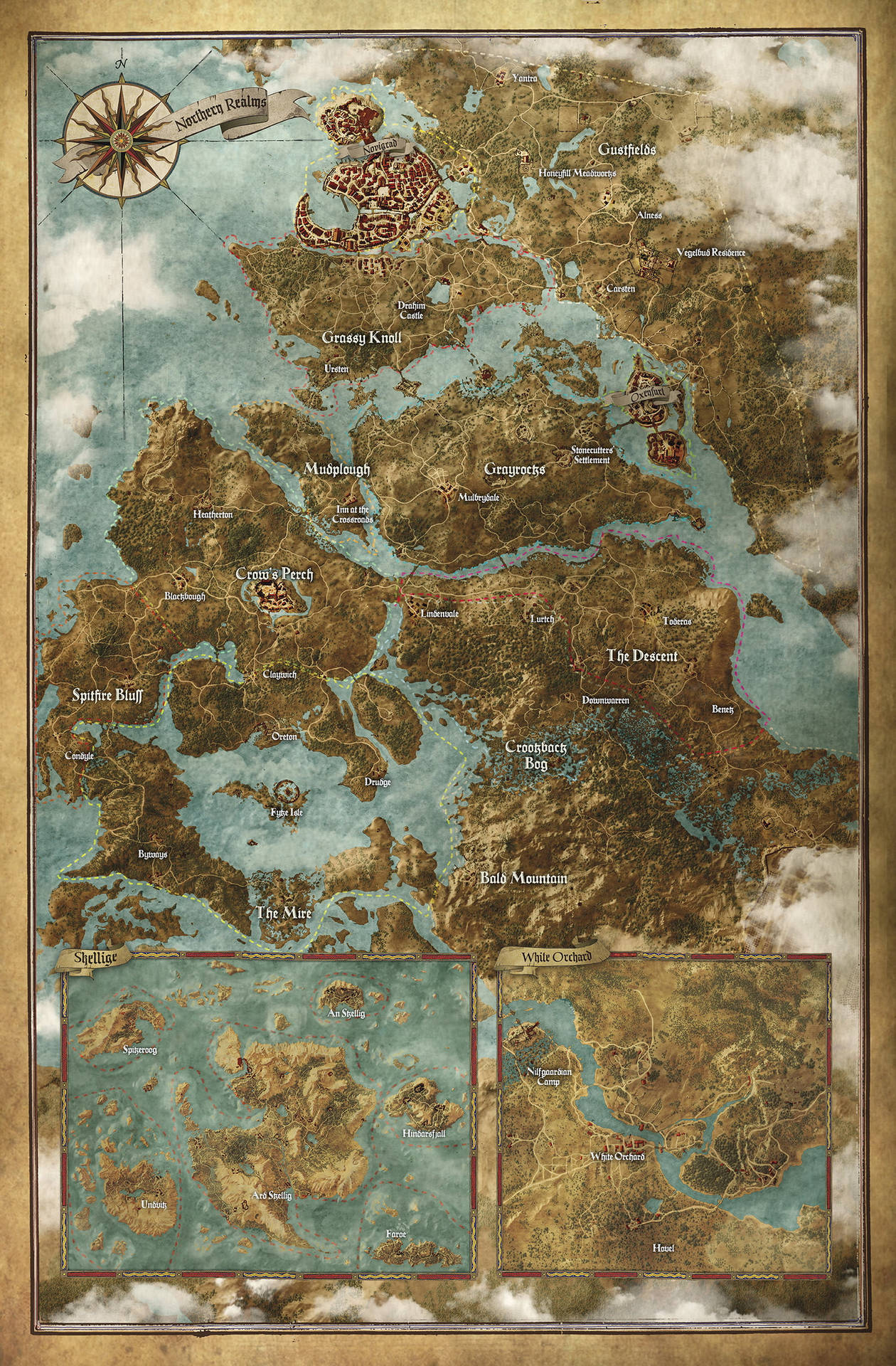 Witcher Topografisk Kort Wallpaper