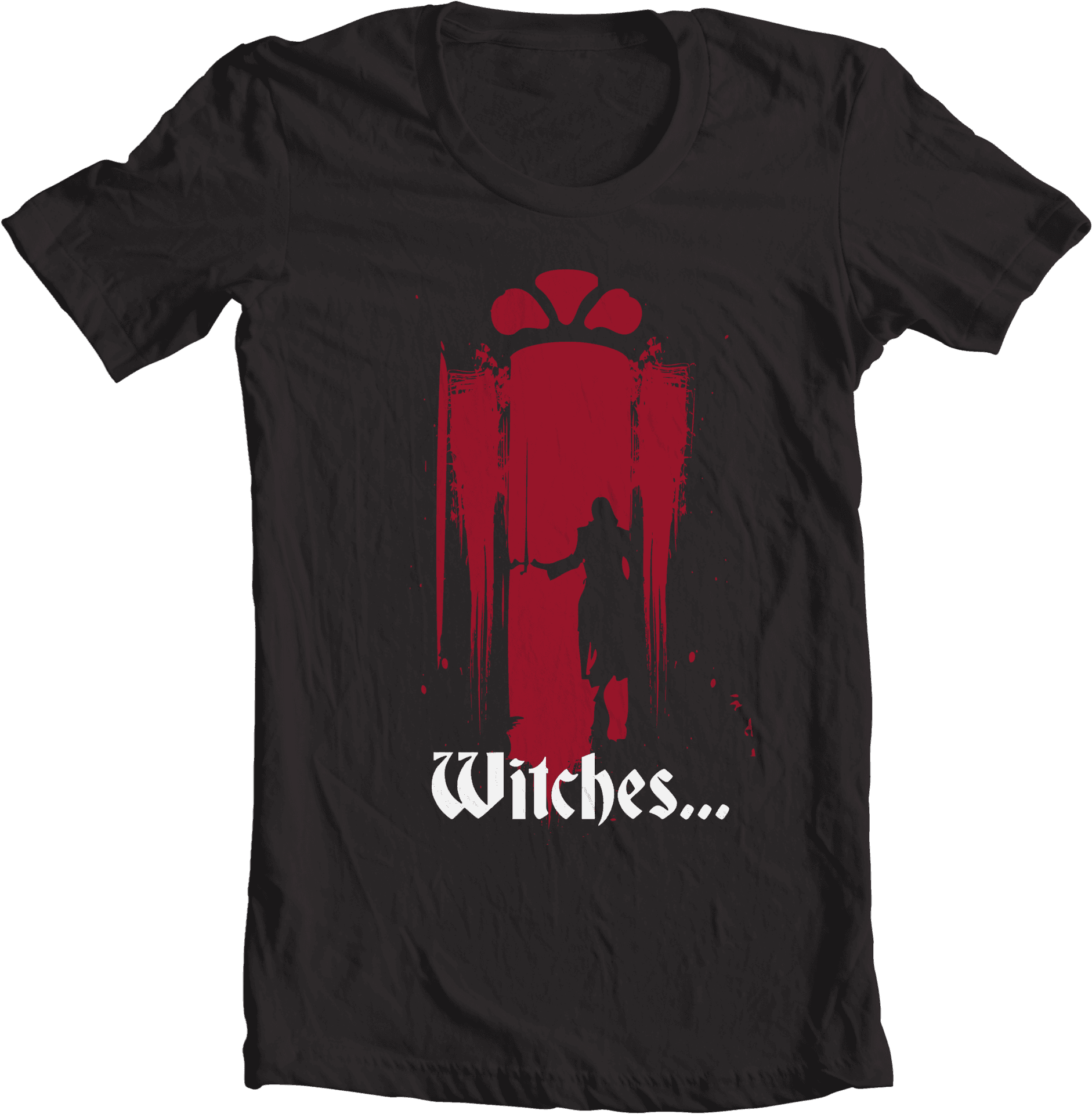 Witches Silhouette Red Dripping Paint T Shirt Design PNG