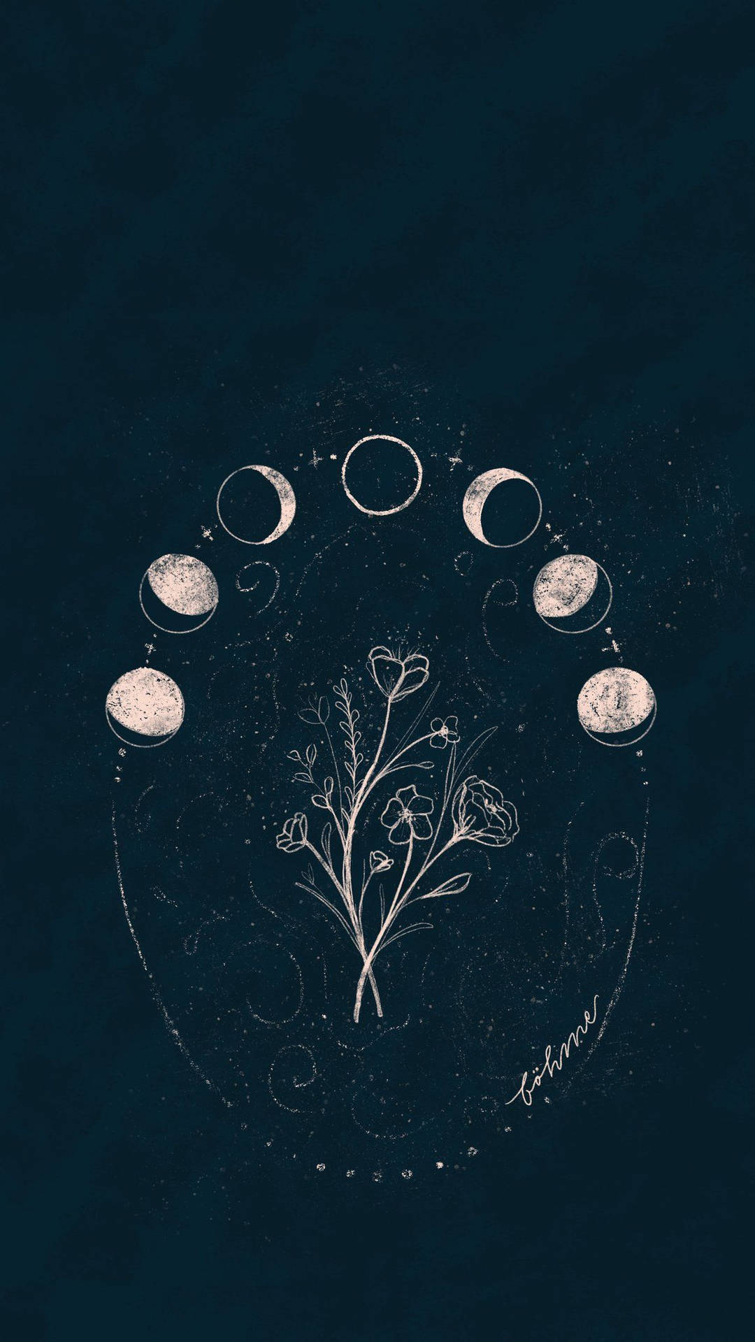 Witchy Aesthetic Moon Flowers Wallpaper