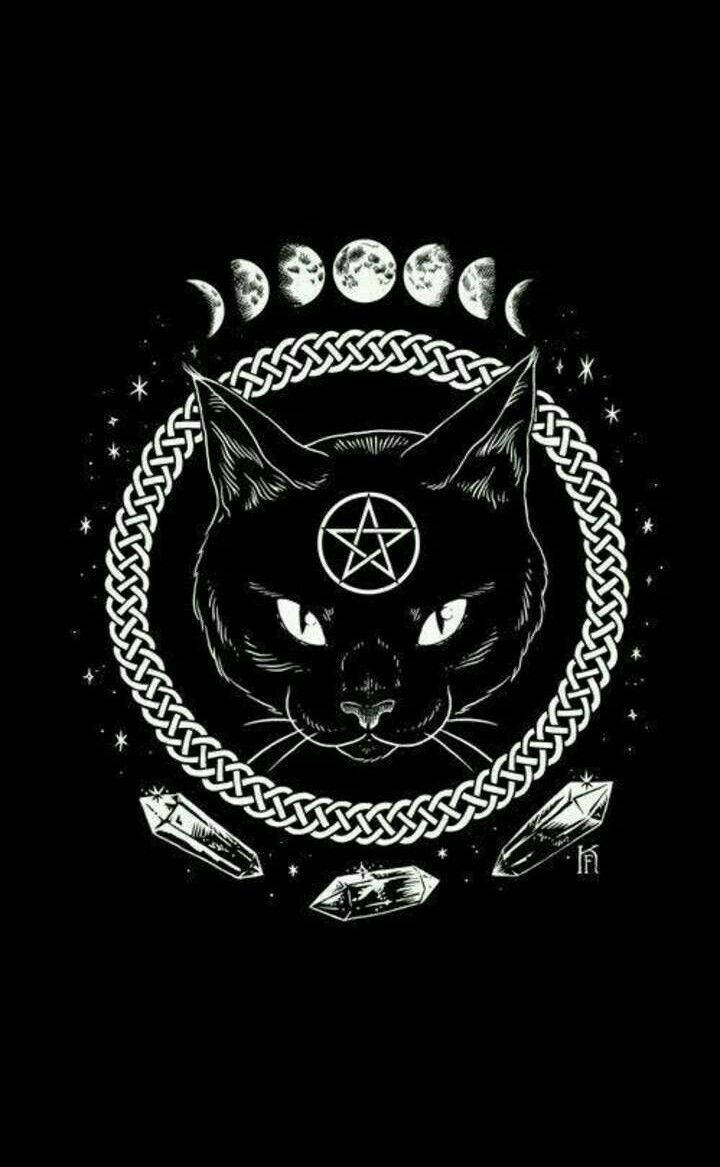 Witchy Black Cat Per Gli Schermi Di Iphone Sfondo