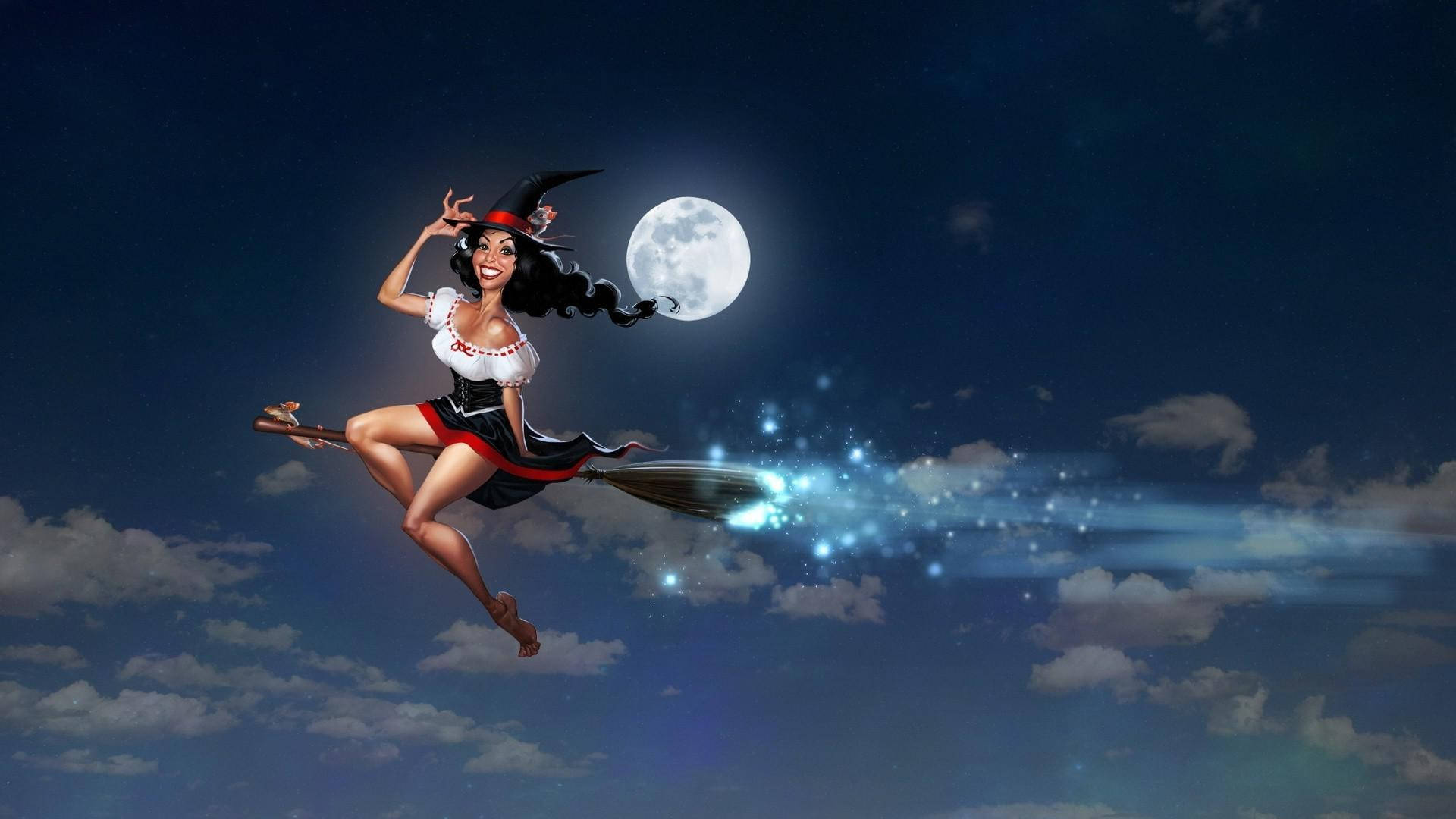 Witchy Broomstick Dust Wallpaper
