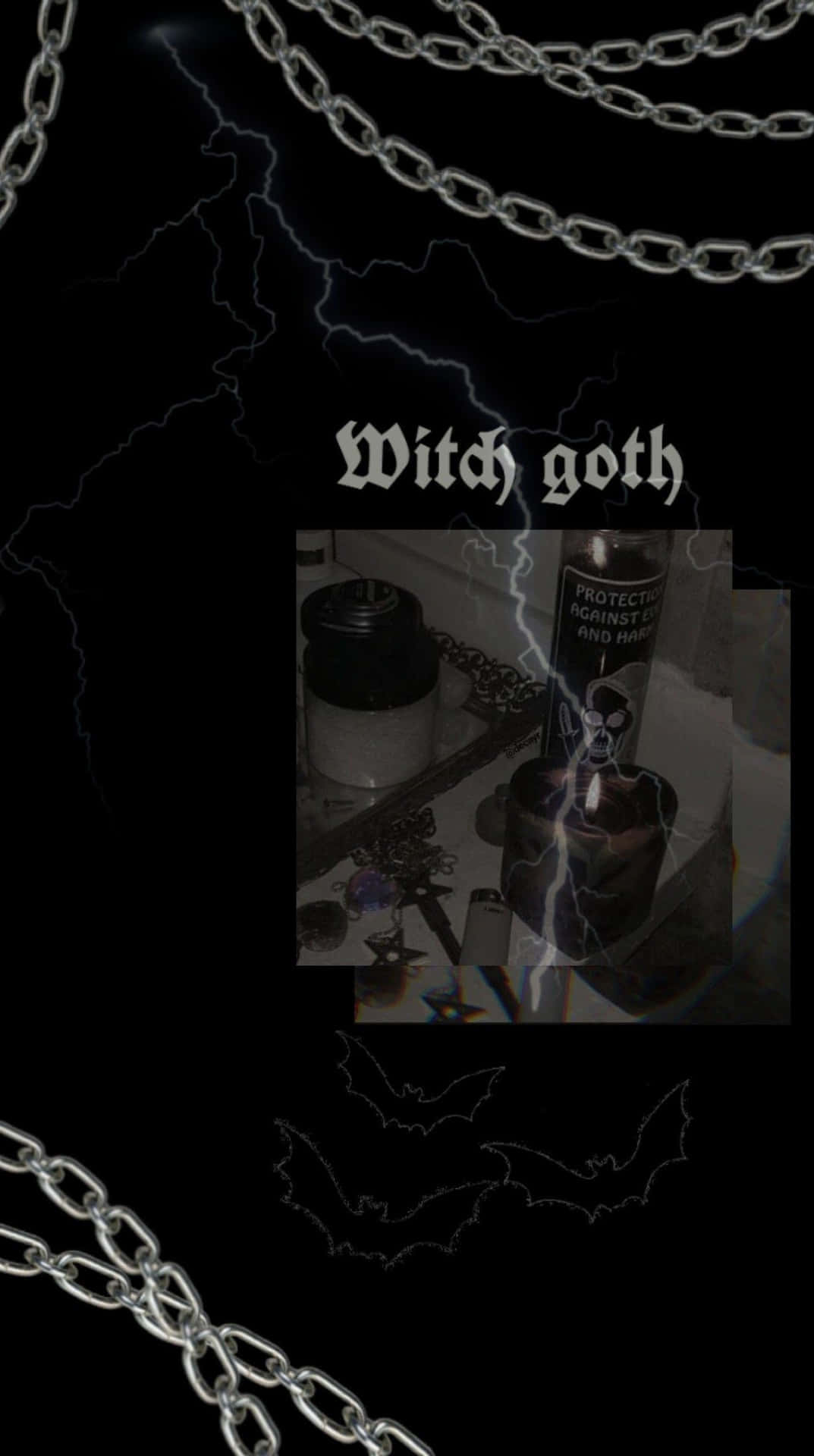 Witchy Goth Aestheticwith Chainsand Lightning Wallpaper