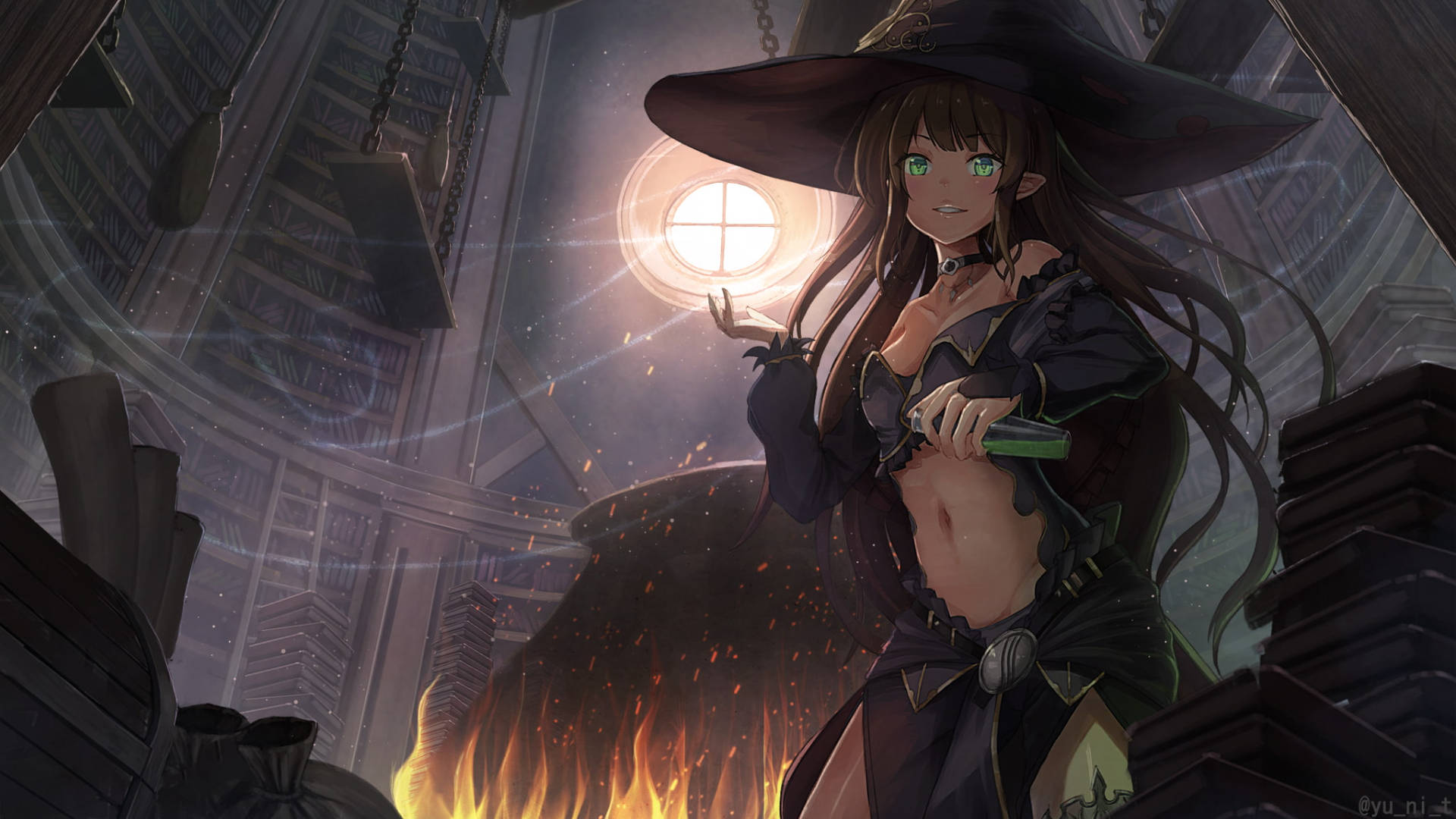 Witchy Green Eyes Anime Girl Wallpaper