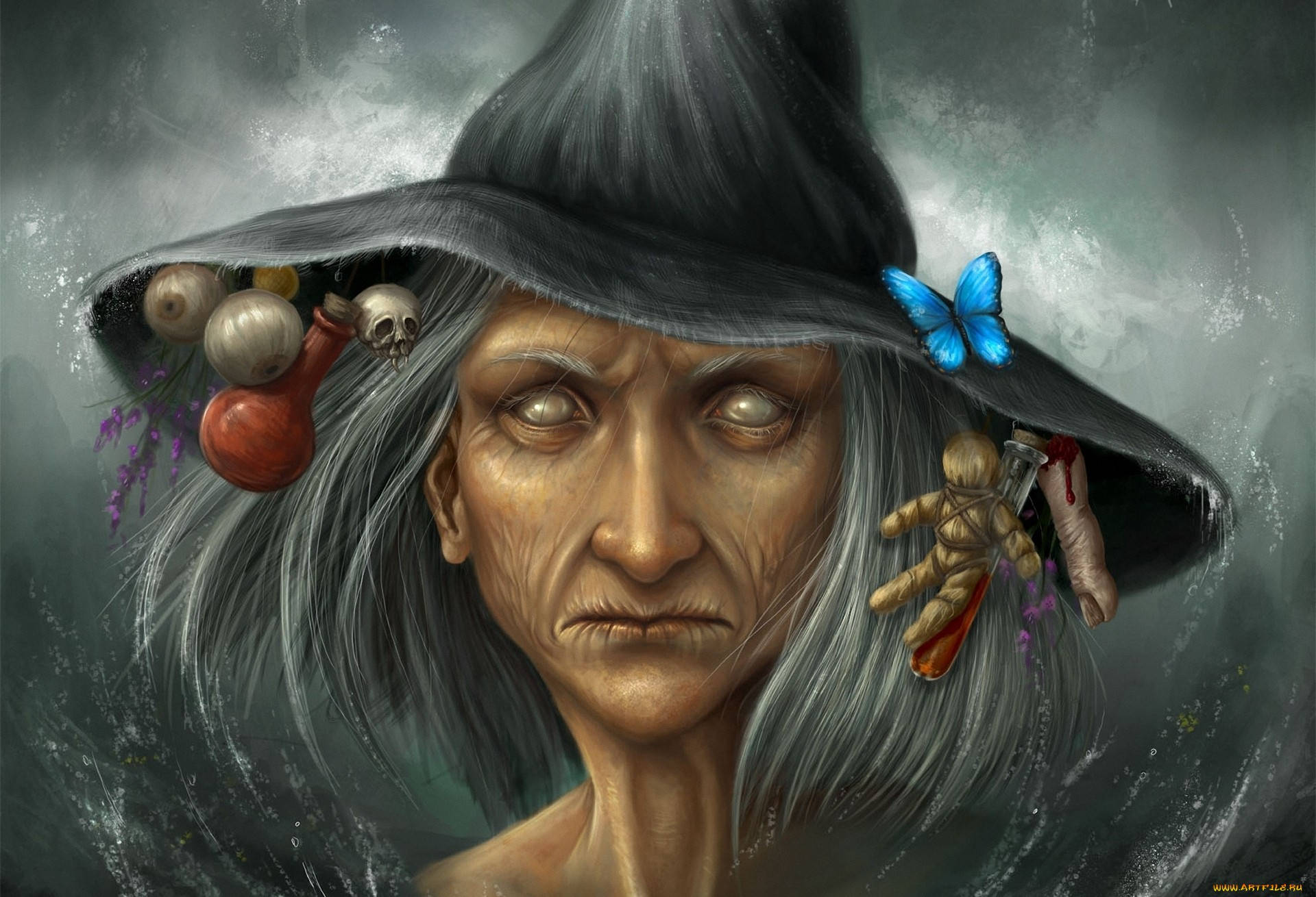 Witchy Old Lady Wallpaper