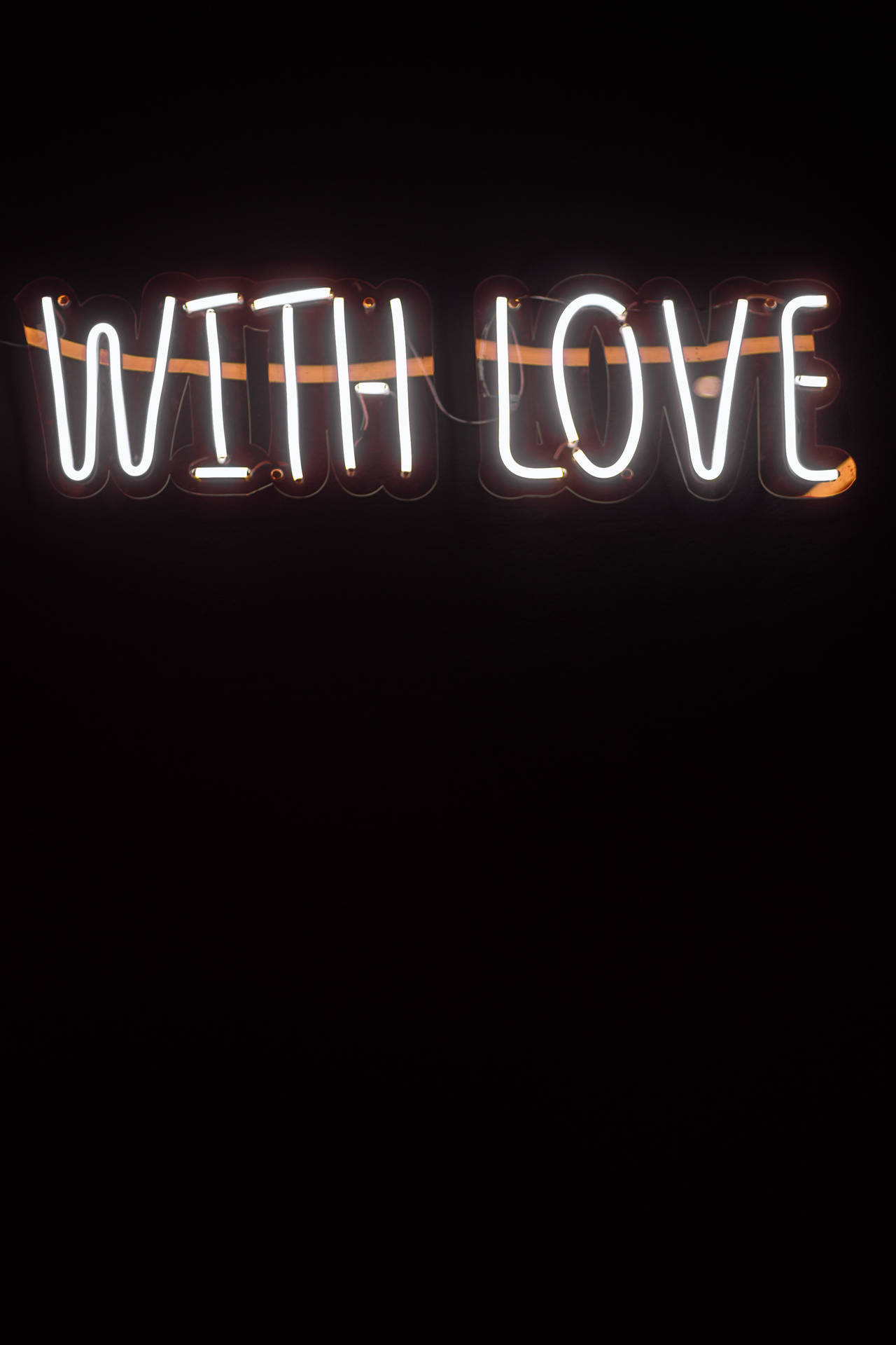 With Love White Neon Aesthetic Wallpaper