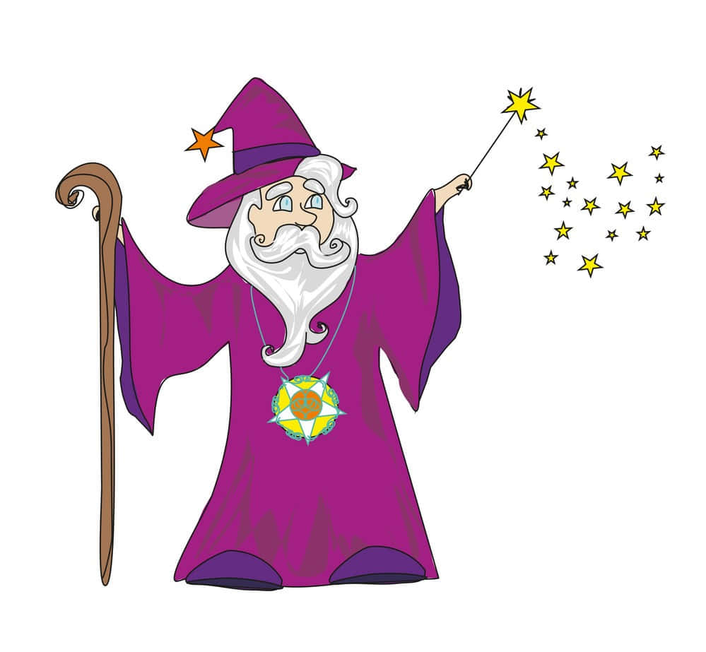 A Cartoon Wizard With A Wand And A Star