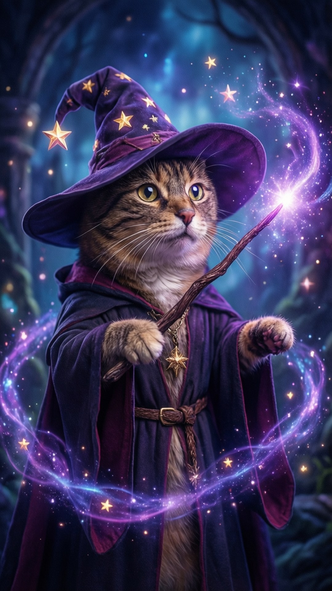 Wizard Catdog Spellcasting Bakgrunner