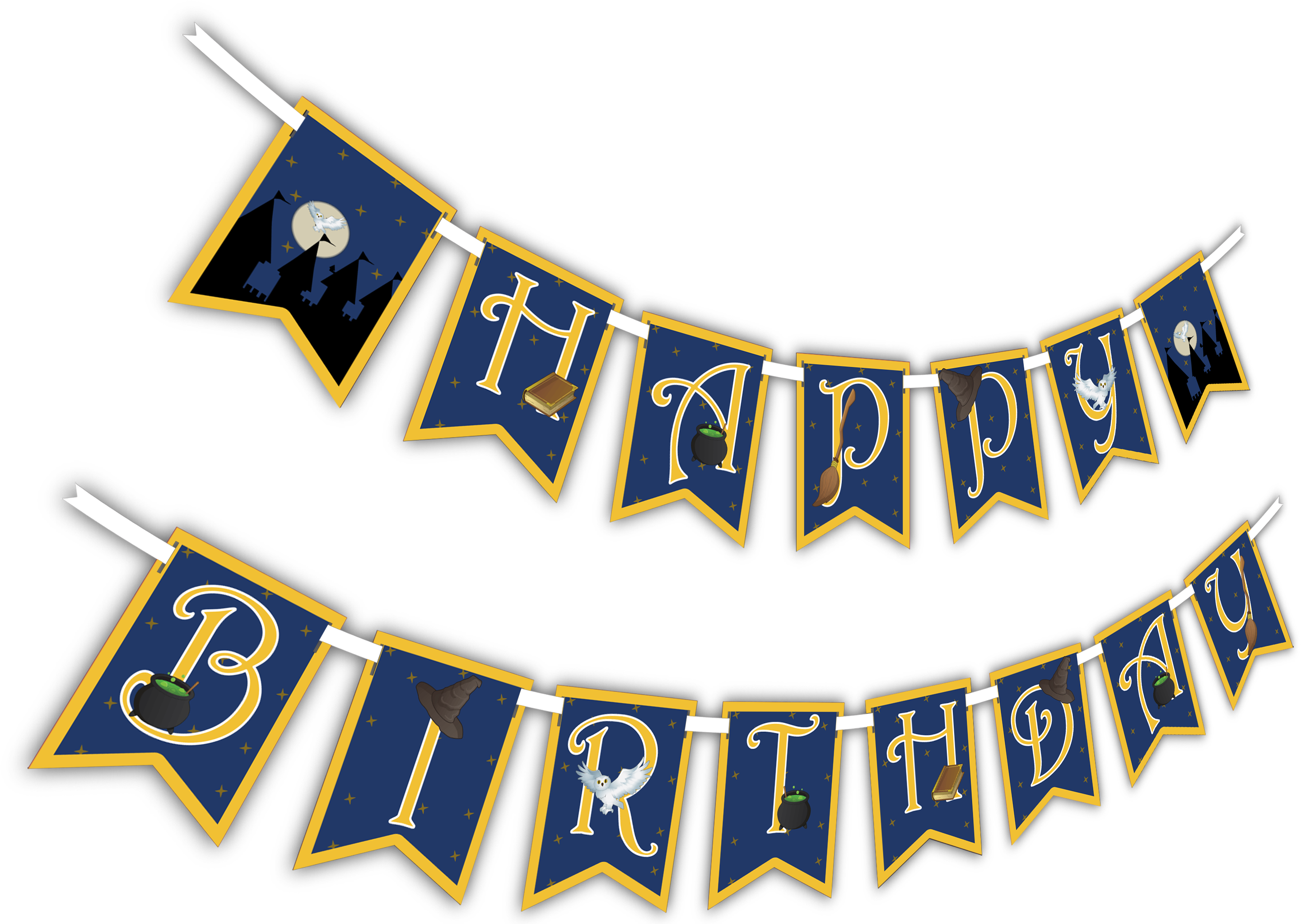 Wizard Themed Happy Birthday Banner PNG