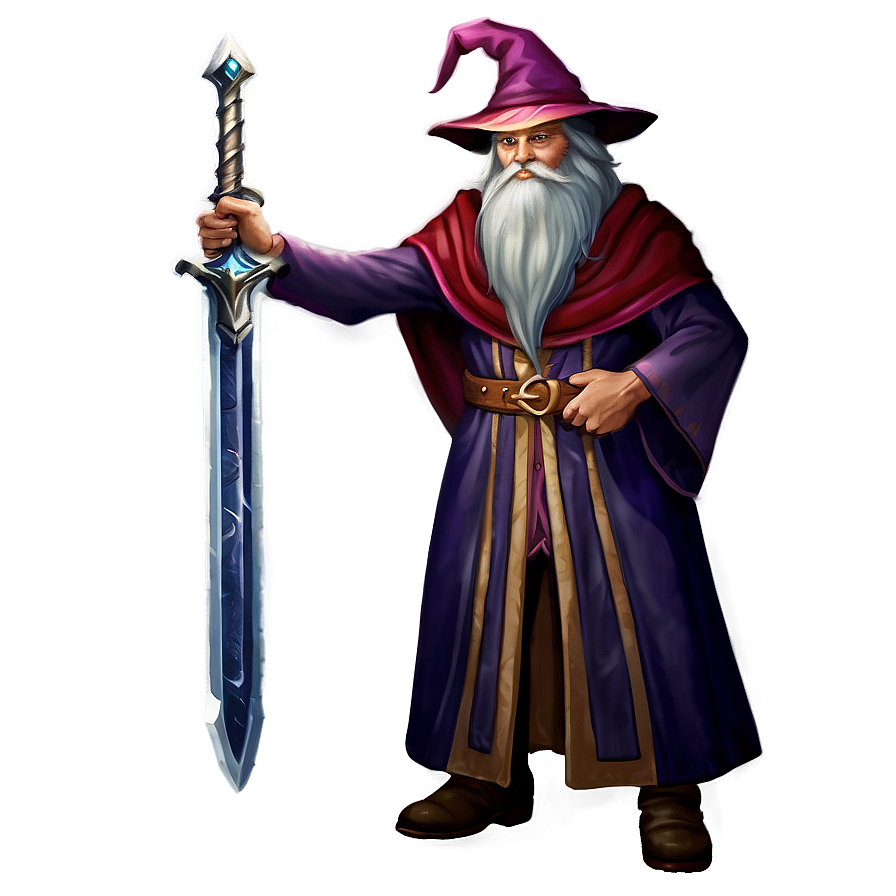 Wizard With Enchanted Sword Png 06112024 PNG