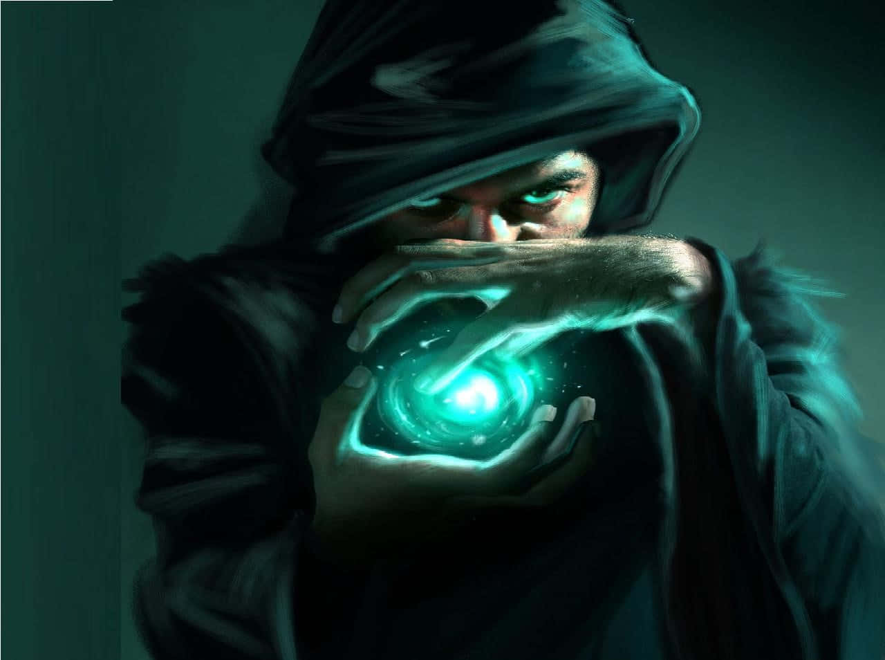 A mystical wizard casting a powerful spell Wallpaper