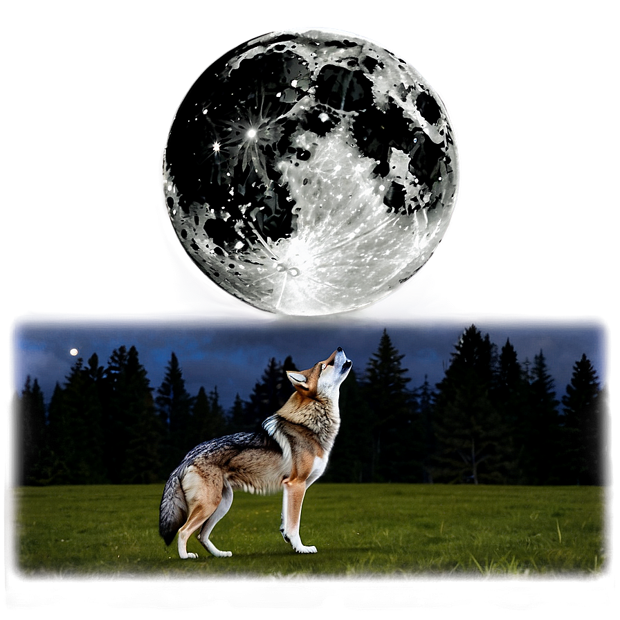 Download Wolf And Full Moon Night Png 05032024 | Wallpapers.com