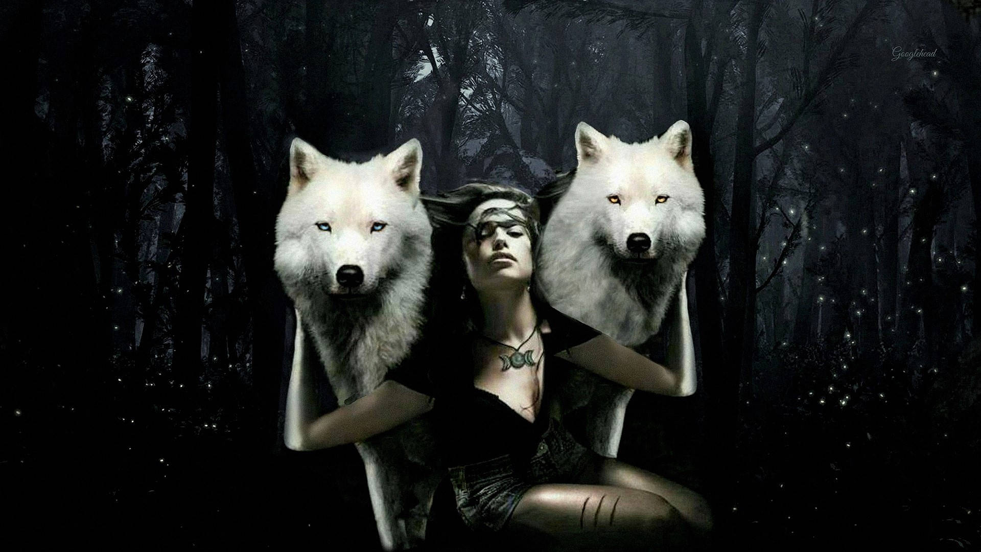 Wolf And Girl Awesome Photoshop Wallpaper