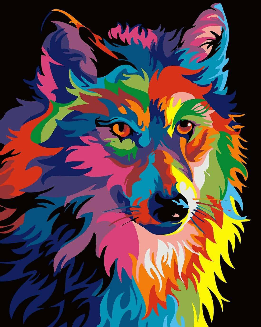 Captivating Wolf Art with Surreal Galaxy Background Wallpaper