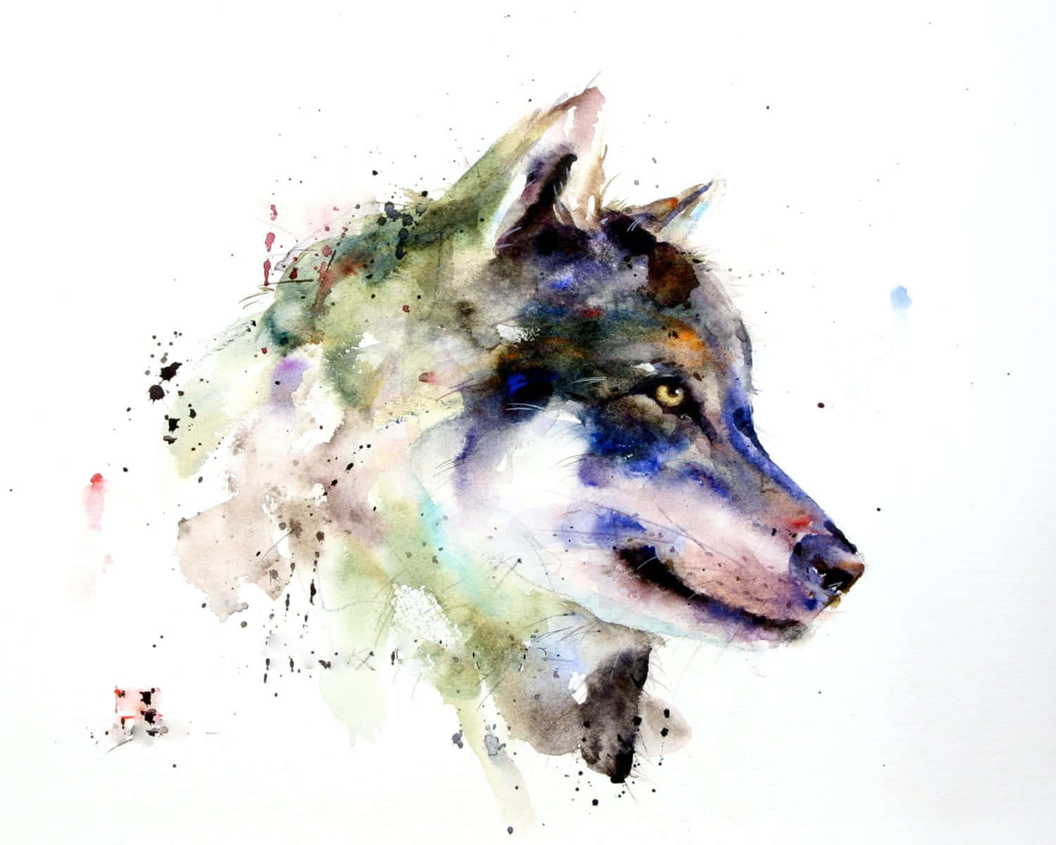 Majestic Wolf Art in Vibrant Colors Wallpaper