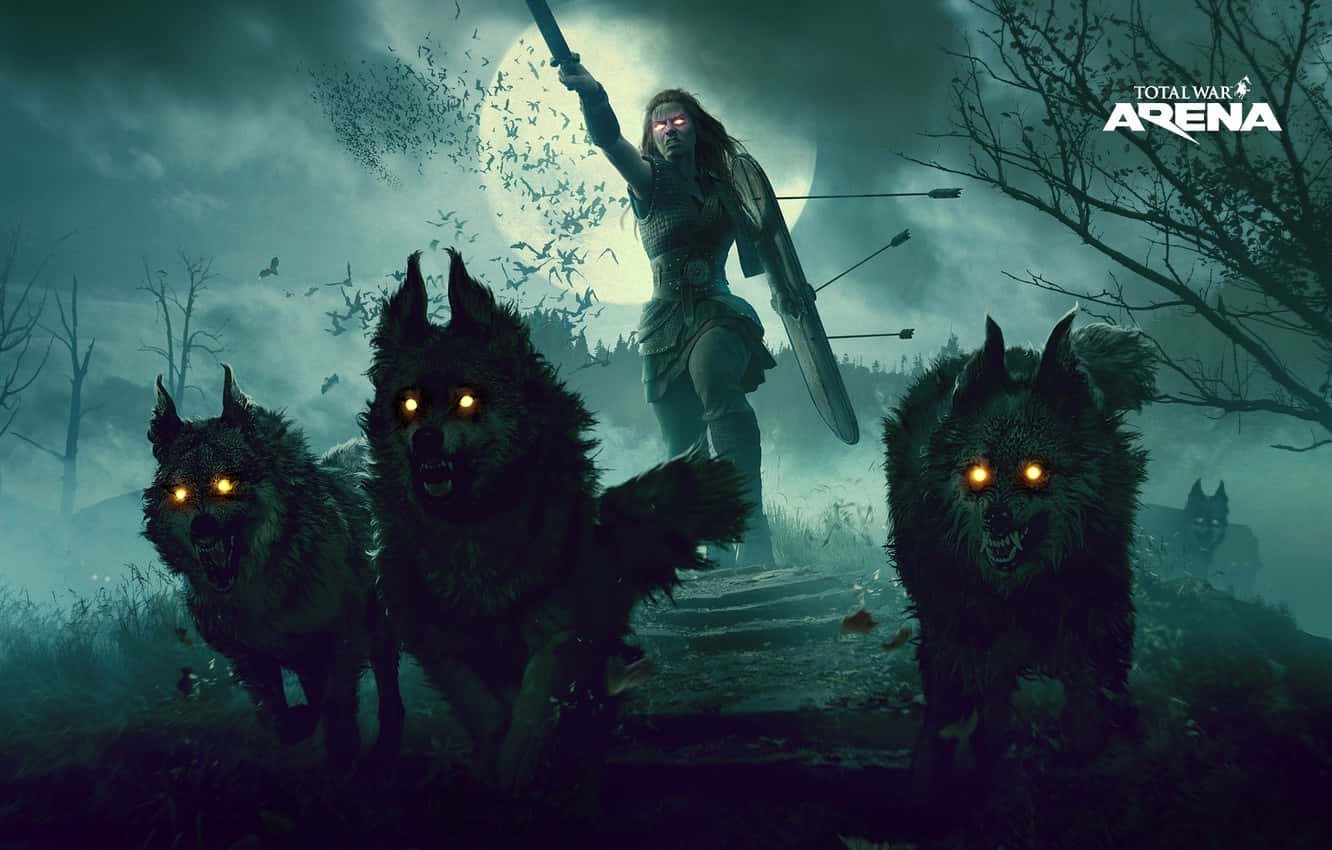 A ferocious wolf attack in the wild Wallpaper