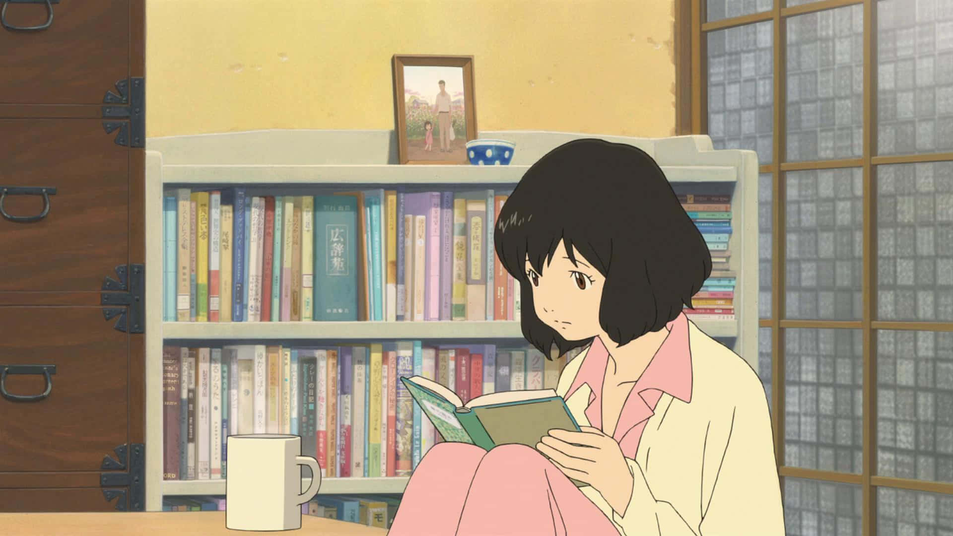 Wolf Children Looking at a Full Moon Wallpaper