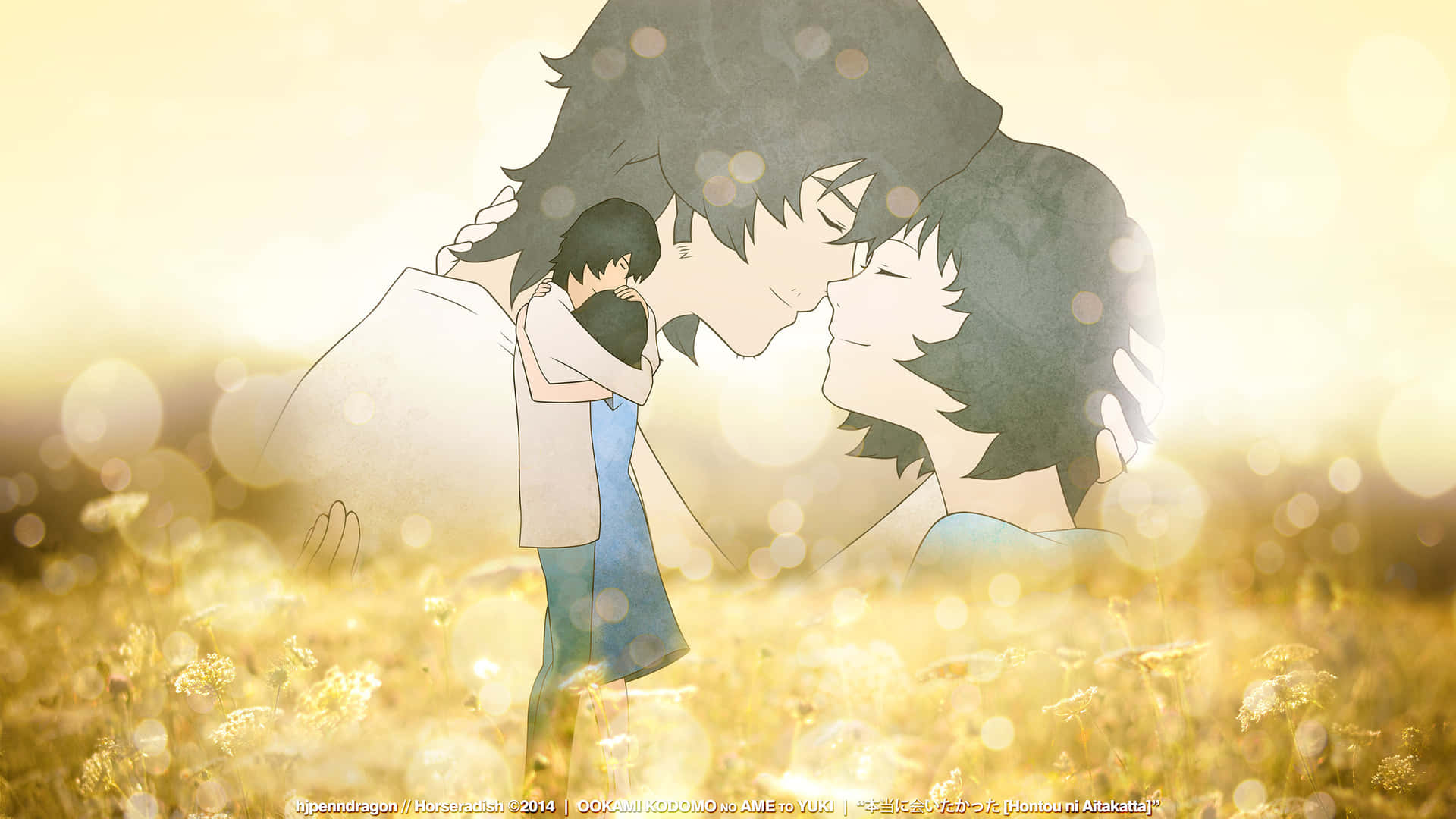 Wolf Children living together in harmony Wallpaper