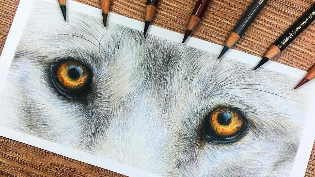 Mysterious Wolf Eyes in the Dark Wallpaper