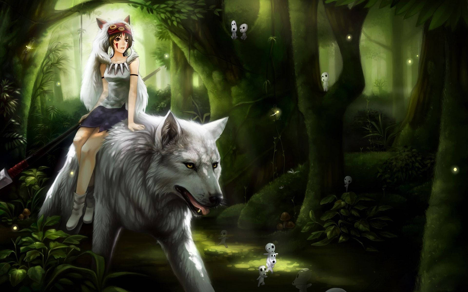 Wolf Girl In Forest Fantasy Wallpaper