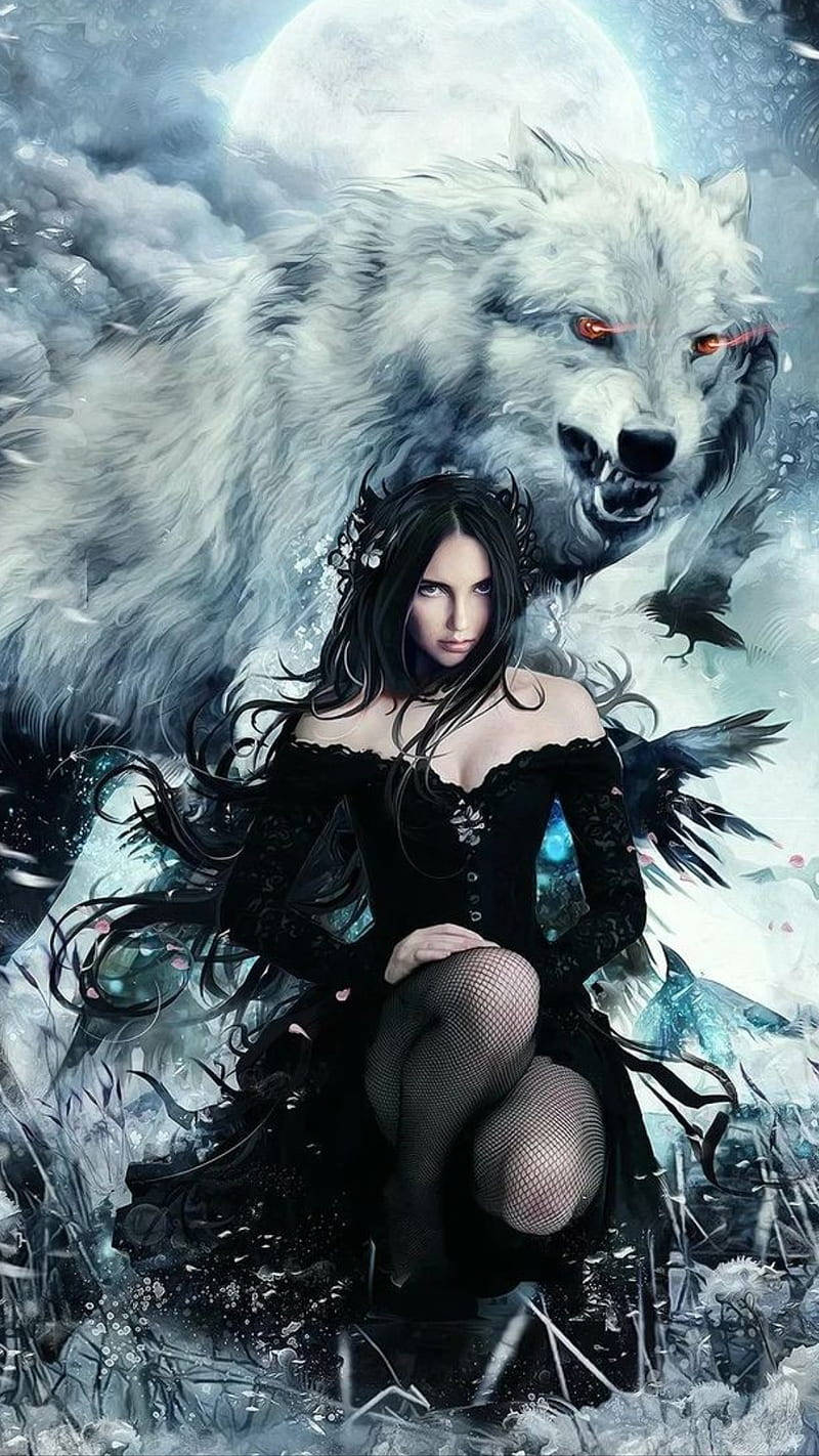 Wolfmädchen Im Gotischen Kleid Wallpaper