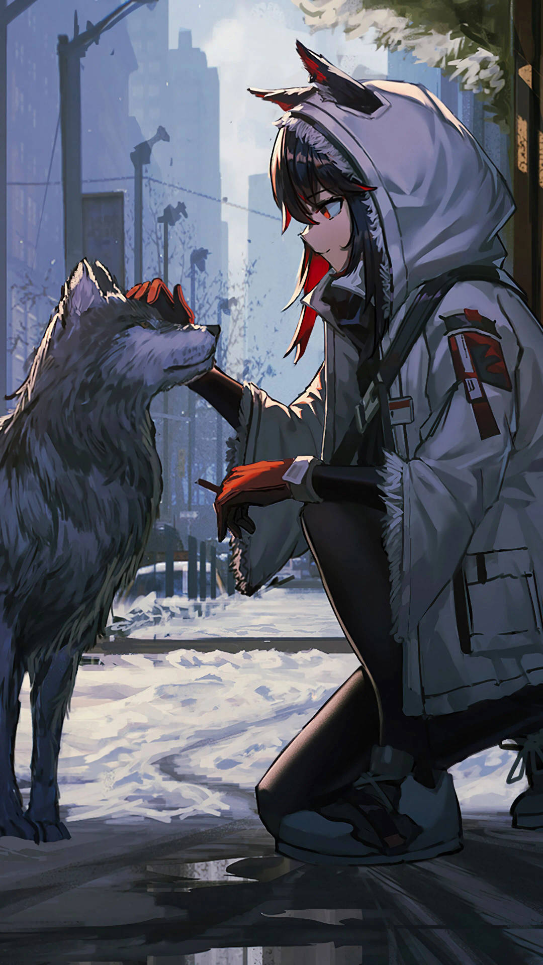 Wolf Girl In Hooded Jacket Wallpaper