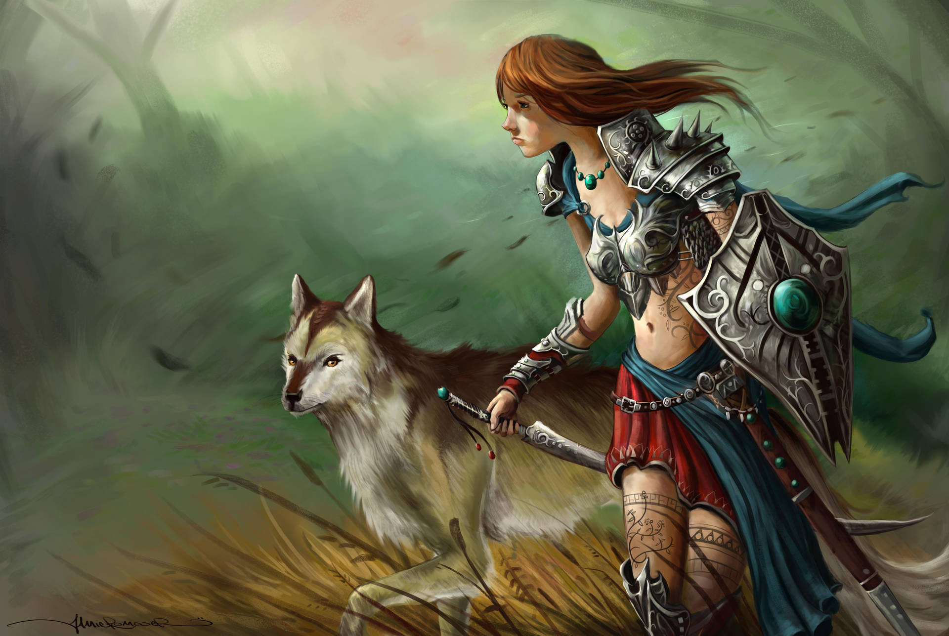 Wolf Girl Wearing Armor Wallpaper