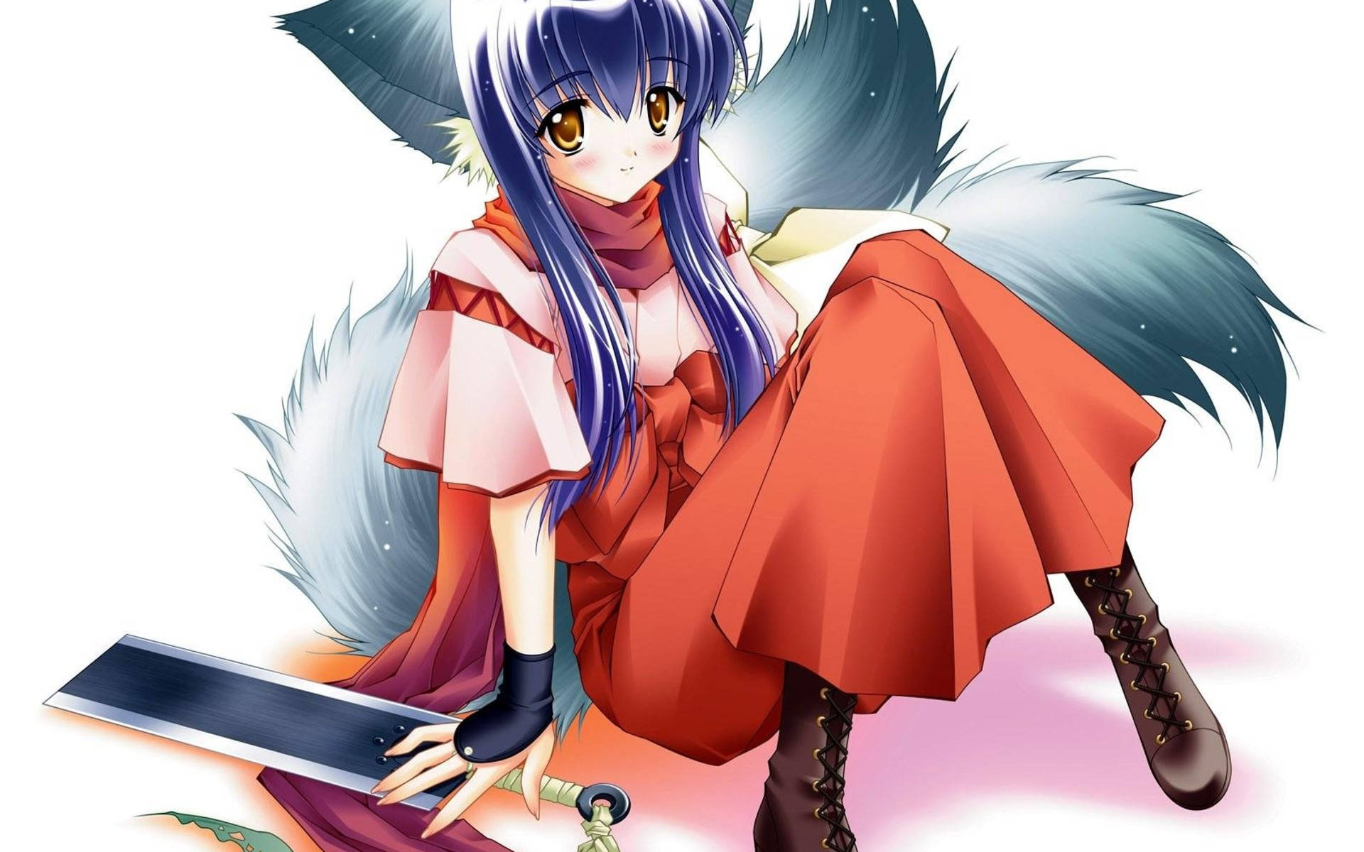 Wolf Girl With Blue Tail Wallpaper