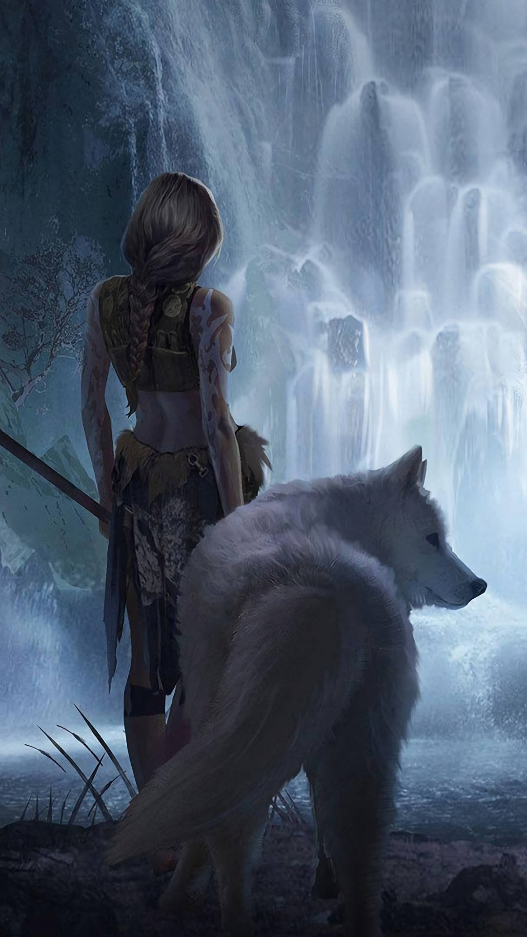 Wolf Girl With Tribal Tattoos Wallpaper