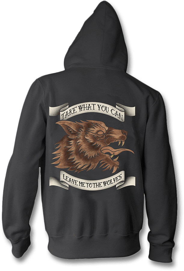 Wolf Graphic Hoodie Back PNG